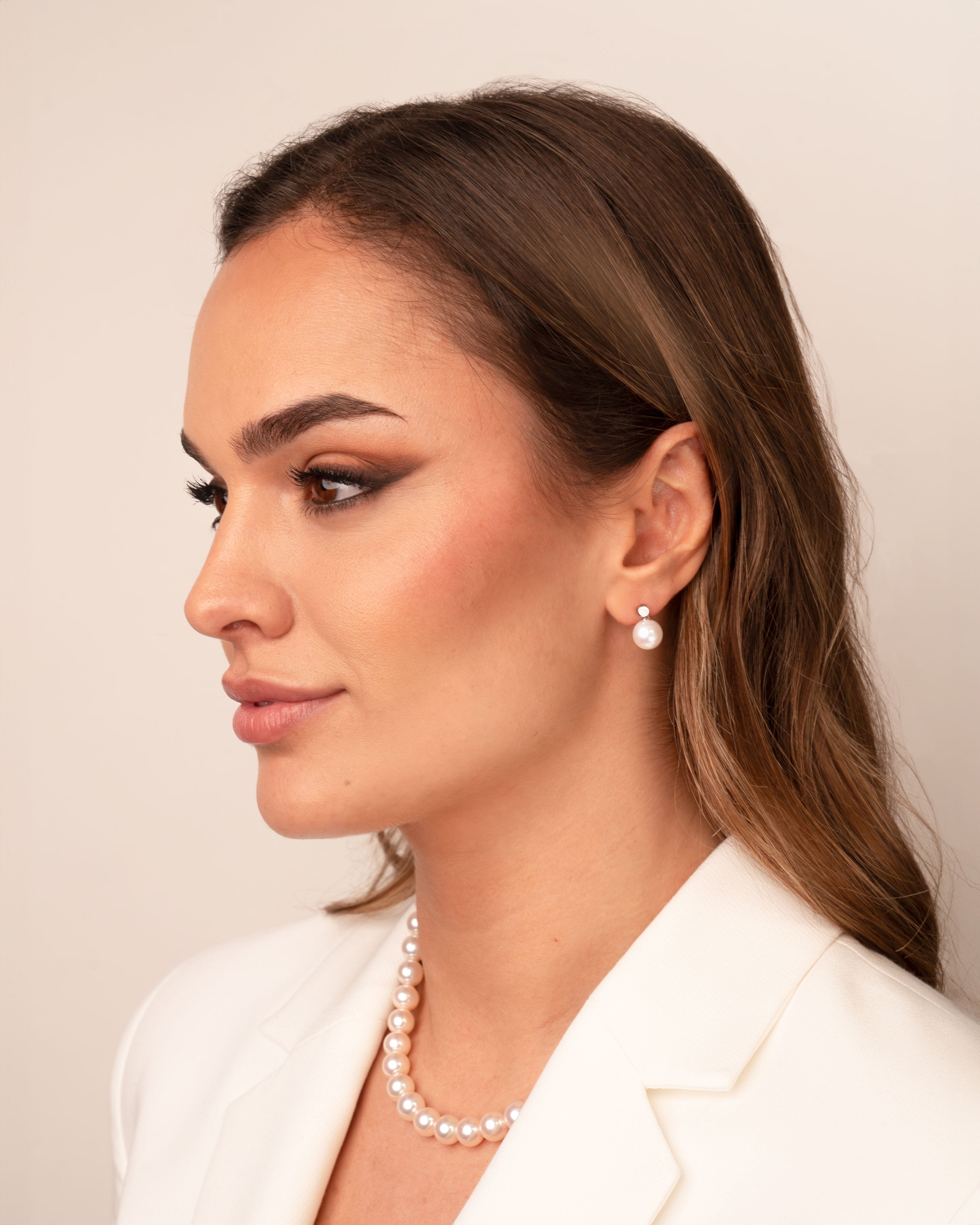 Pendientes Cassia con Perlas Australianas y Disco de Oro Blanco | 9- 10 mm