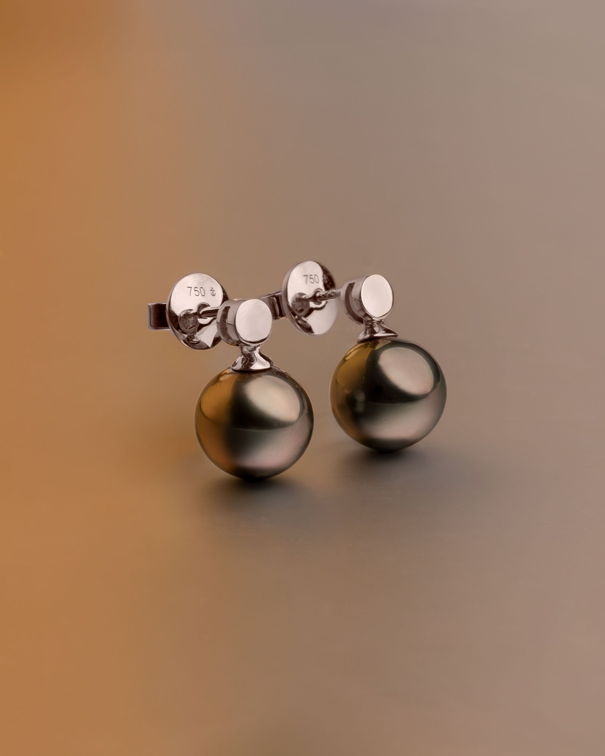 Pendientes Cassia con Perlas Tahiti y Disco de Oro Blanco | 9 - 10 mm