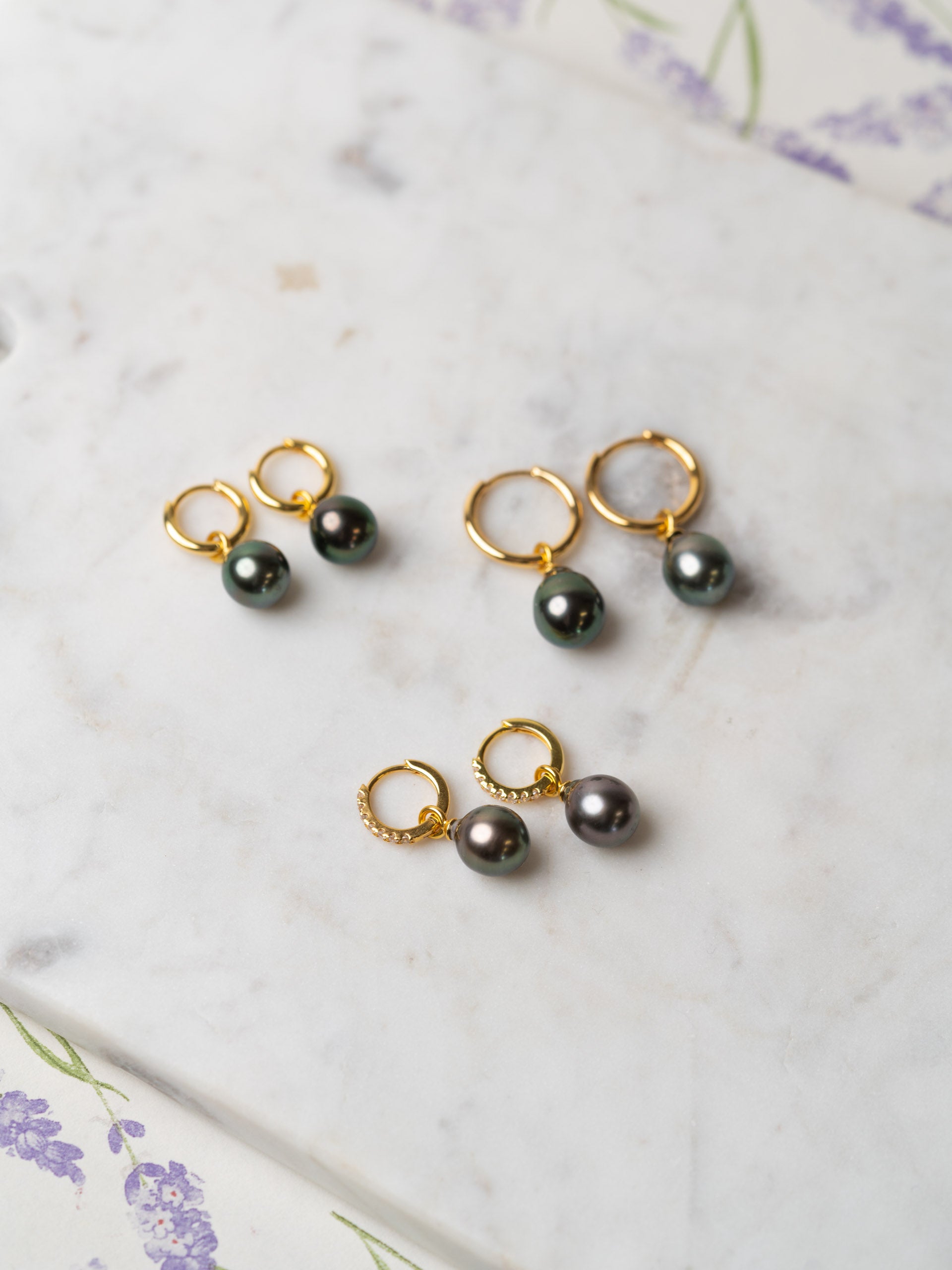 Aros de Oro Vermeil de 16 mm con Perla Tahití Barroca