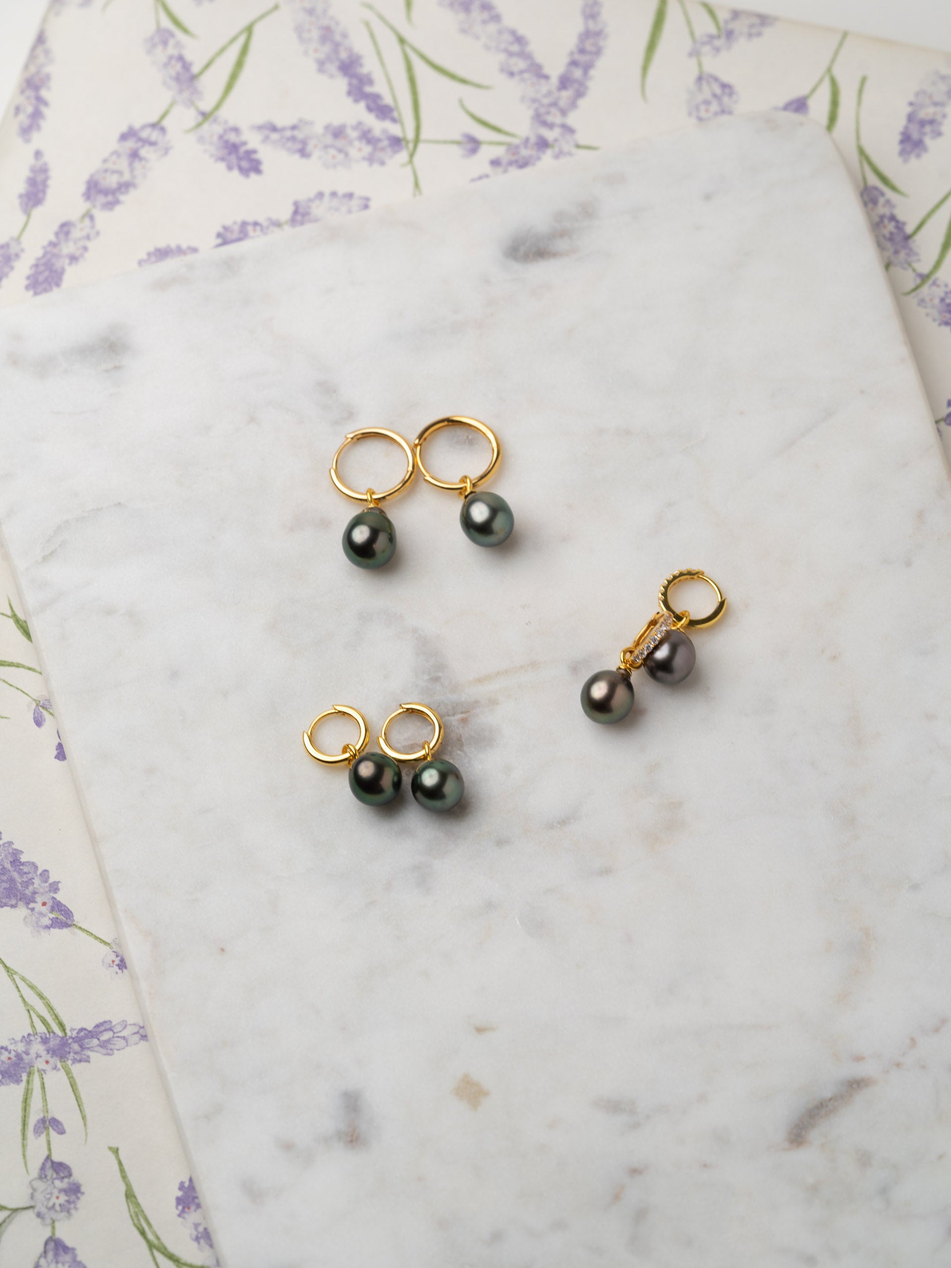 Aros de Oro Vermeil de 16 mm con Perla Tahití Barroca