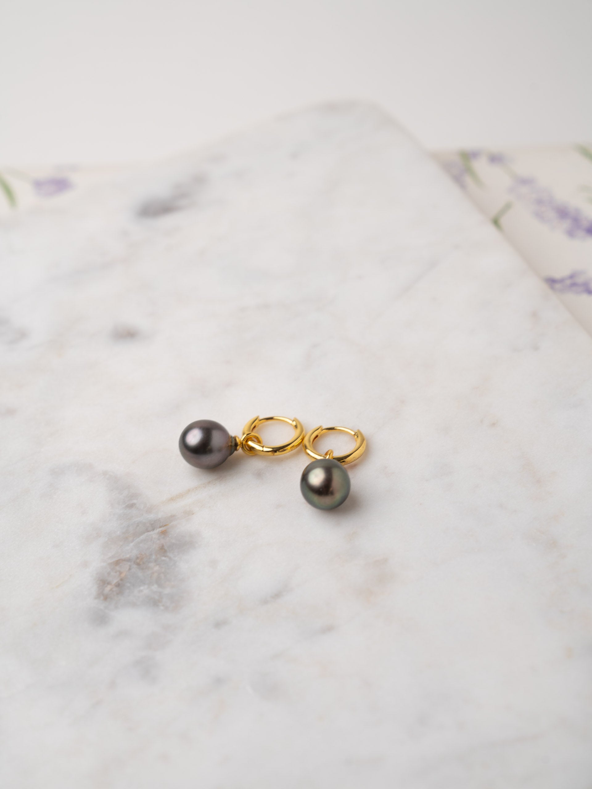 Aros de Oro Vermeil de 12 mm con Perla Tahití Barroca