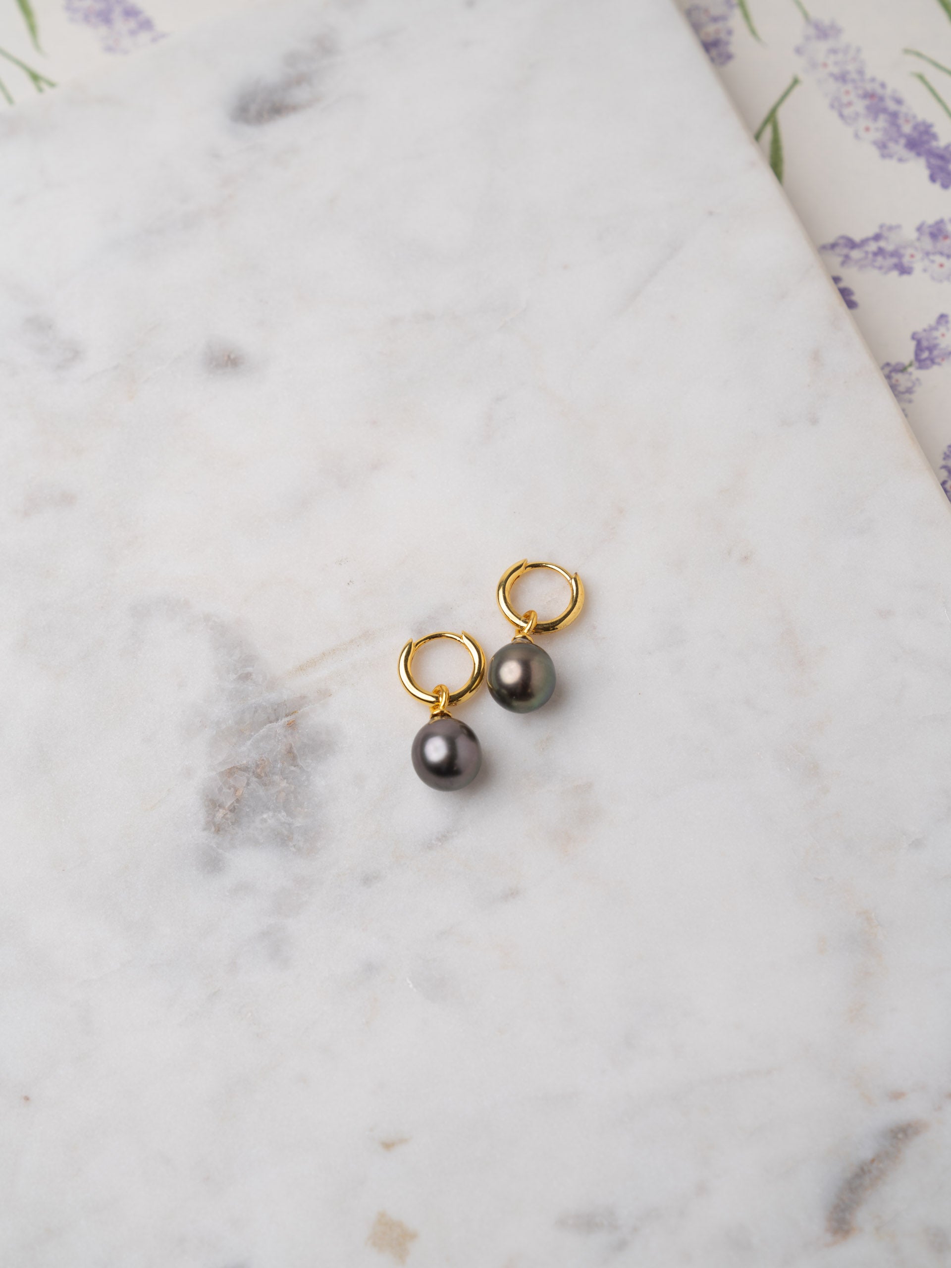 Aros de Oro Vermeil de 12 mm con Perla Tahití Barroca
