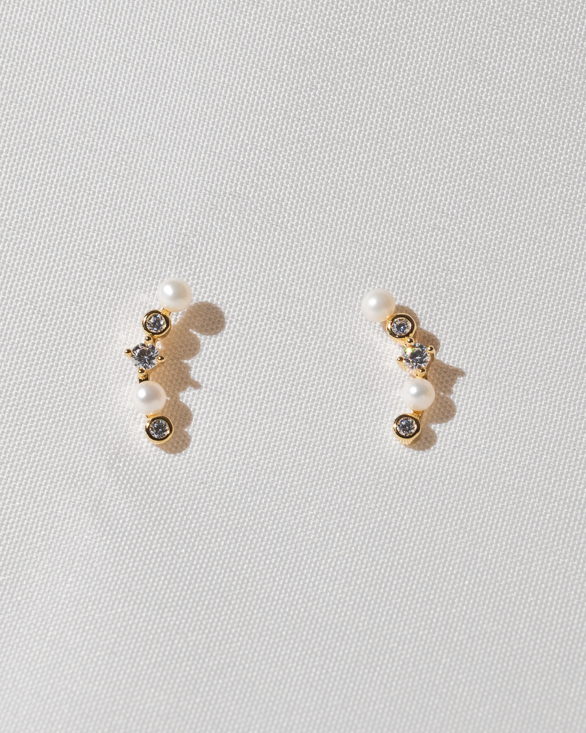 Pendientes Curie de Perlas Cultivadas de Agua dulce 3.5-4mm y Circonita