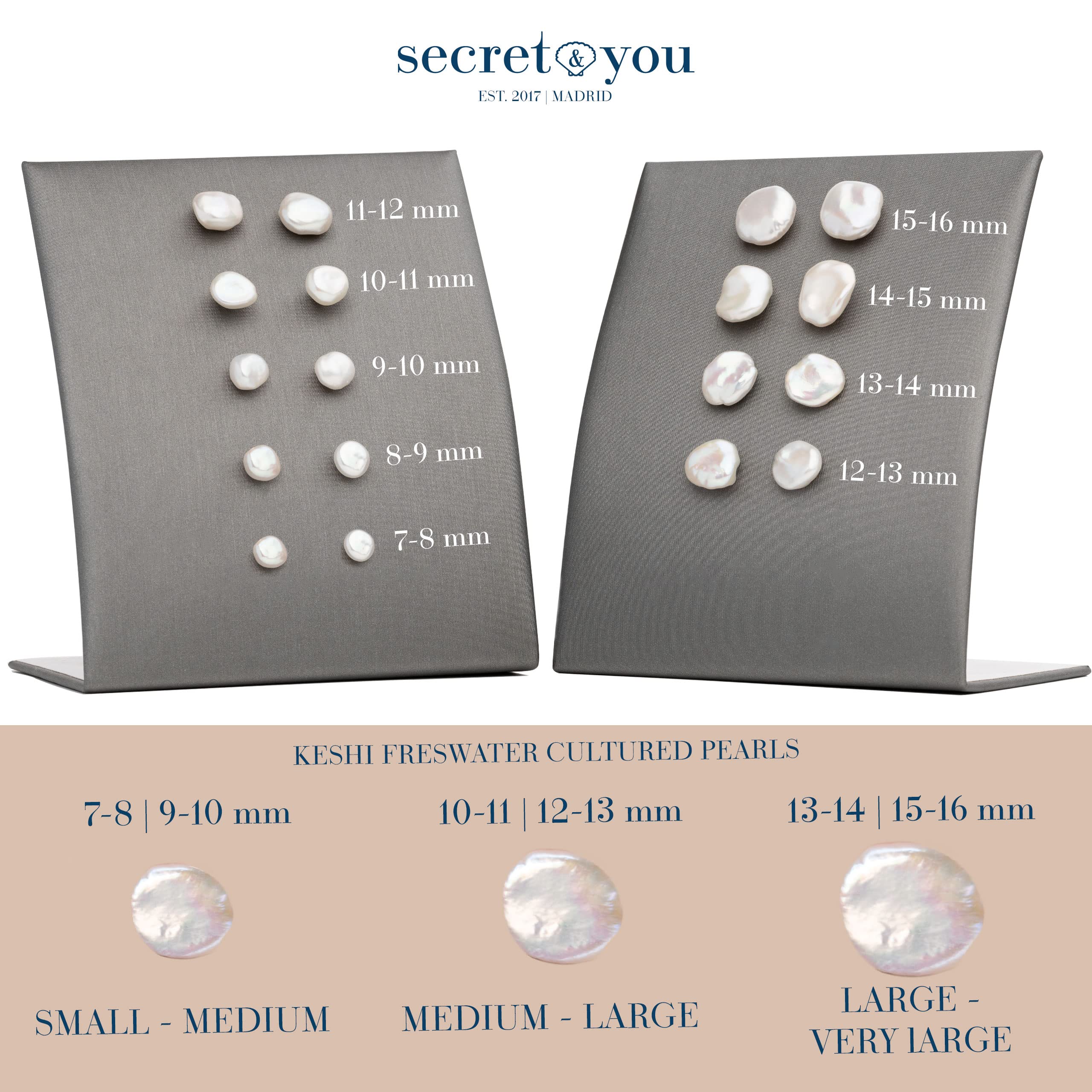 pendientes de perlas keshi AAA 10 tallas Secret & you