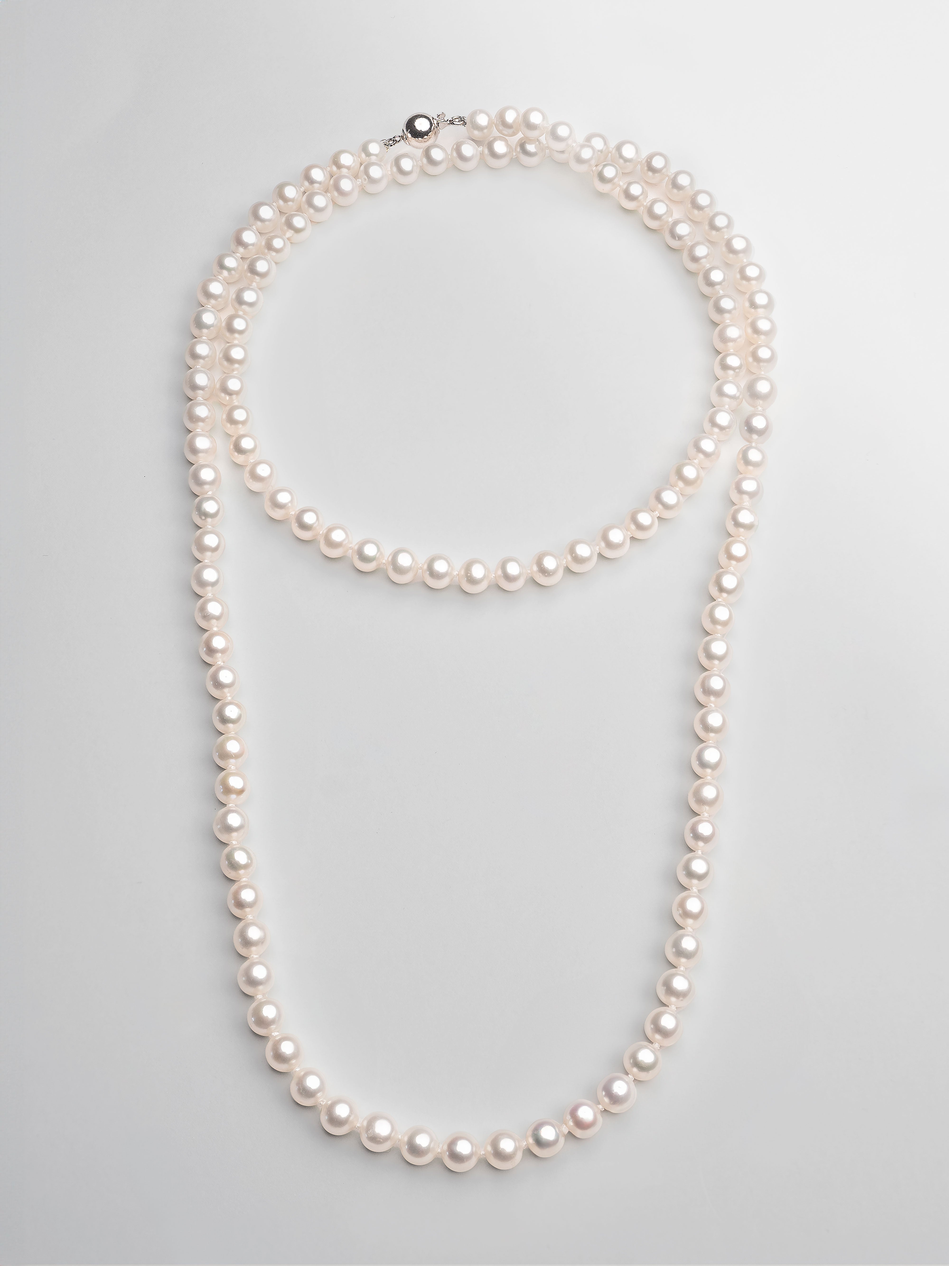 Collar de Perlas Cultivadas de Agua Dulce de 6,5-7,5 mm, 90 cm de largo