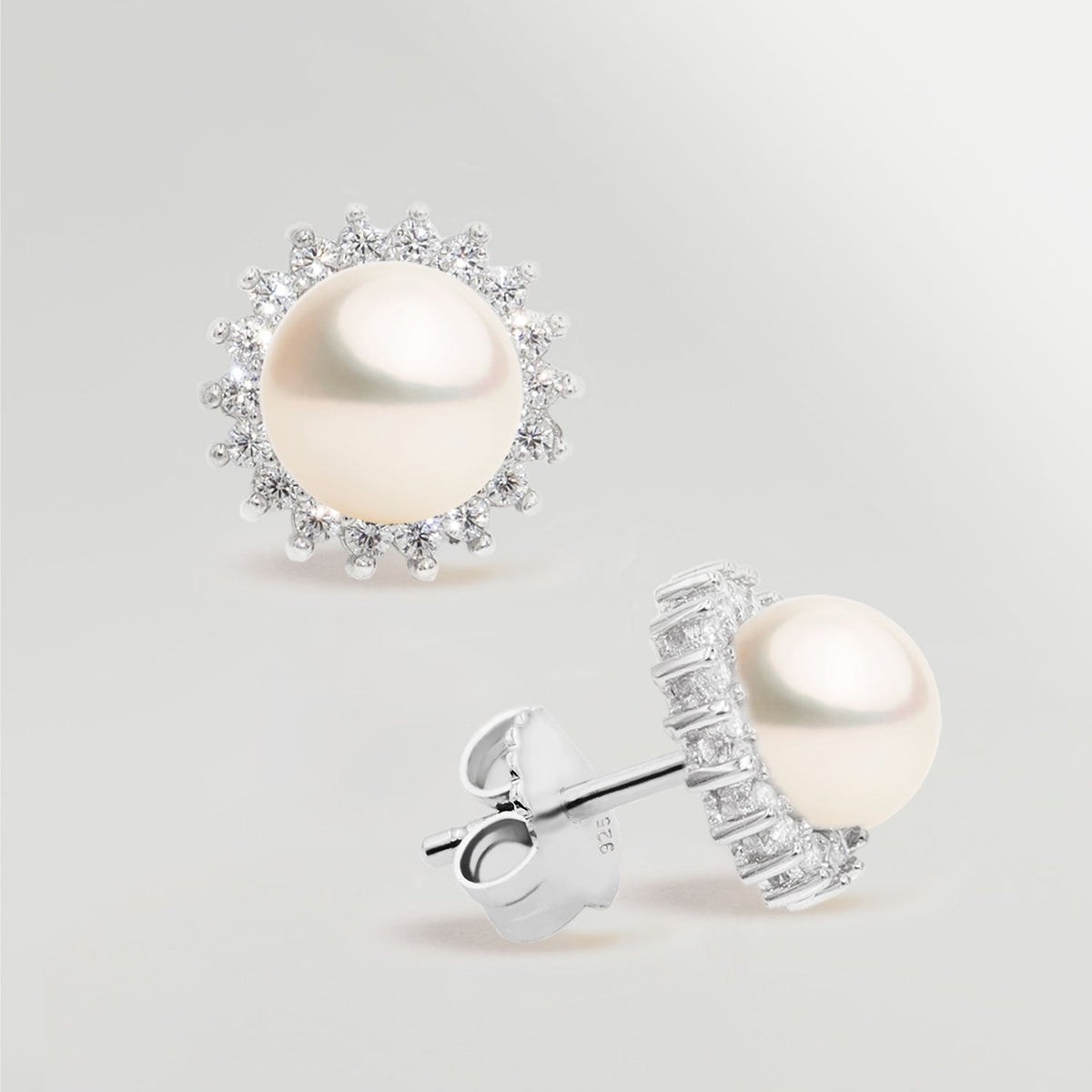 Pendientes De Perla Blanca En Plata 925 - 5mm, 8mm, 10mm