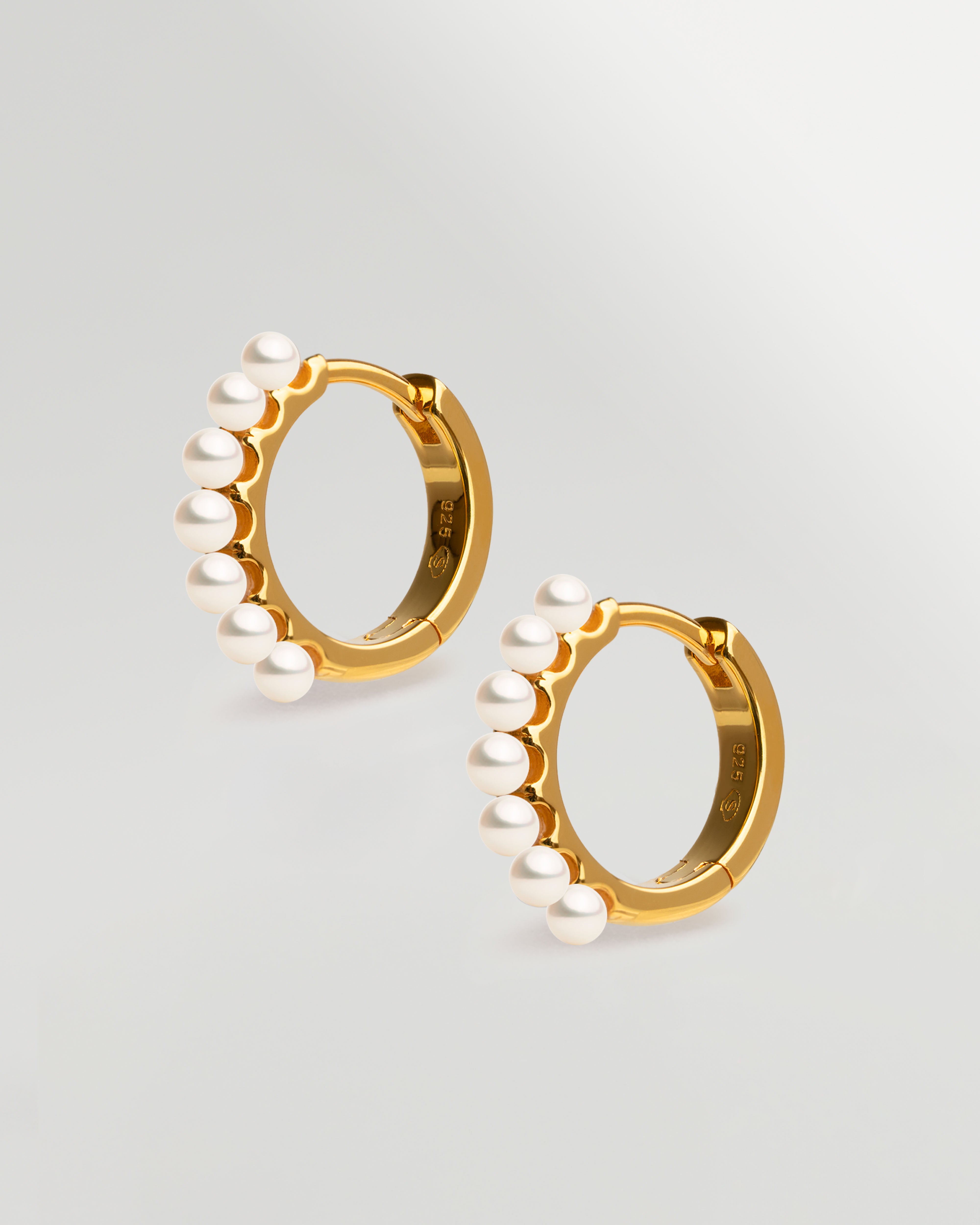 Pendientes de Aro con Perlas Redondas de Agua Dulce - Oro Vermeil