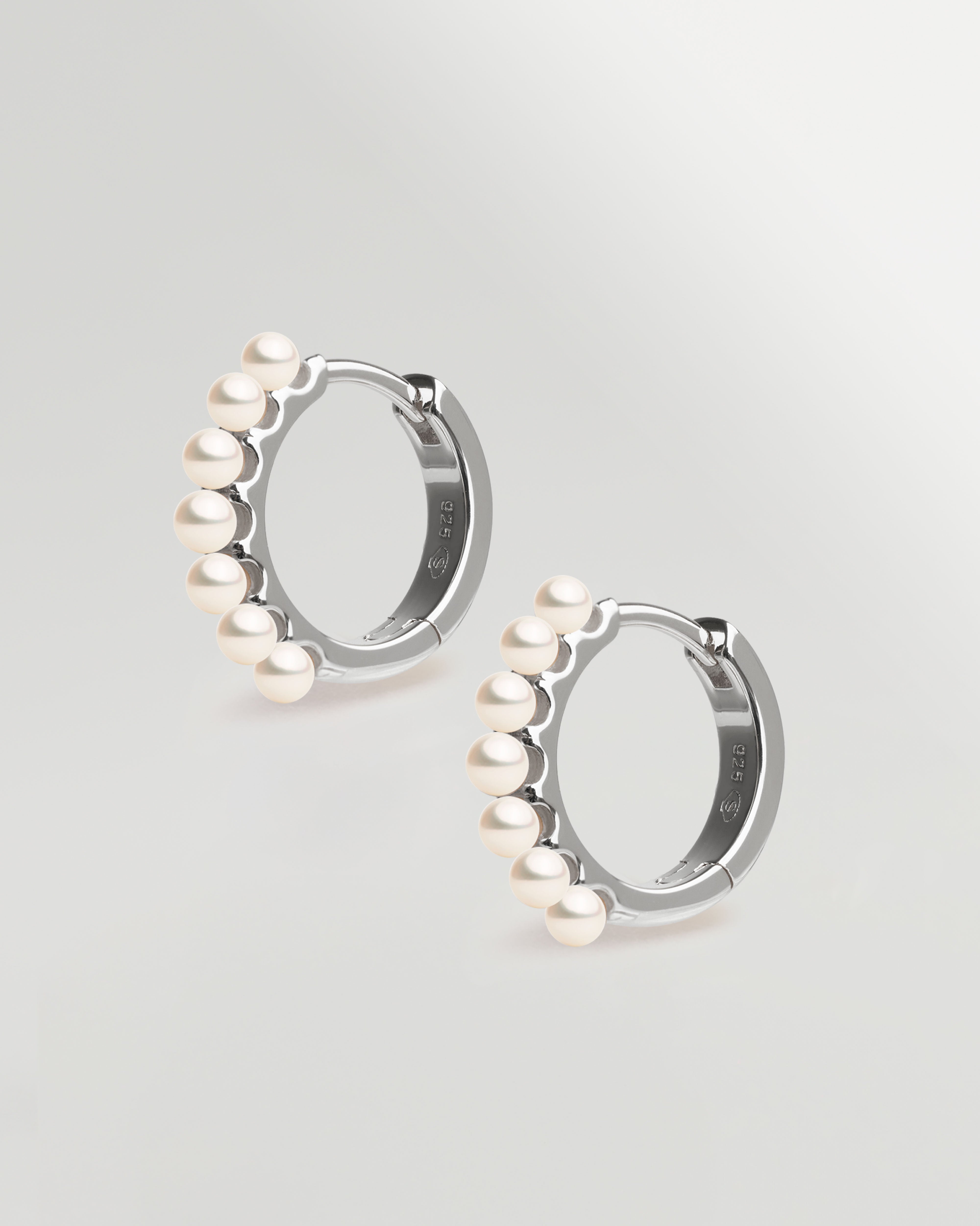Pendientes de Aro con Perlas Redondas de Agua Dulce 14,5mm - Plata de Ley