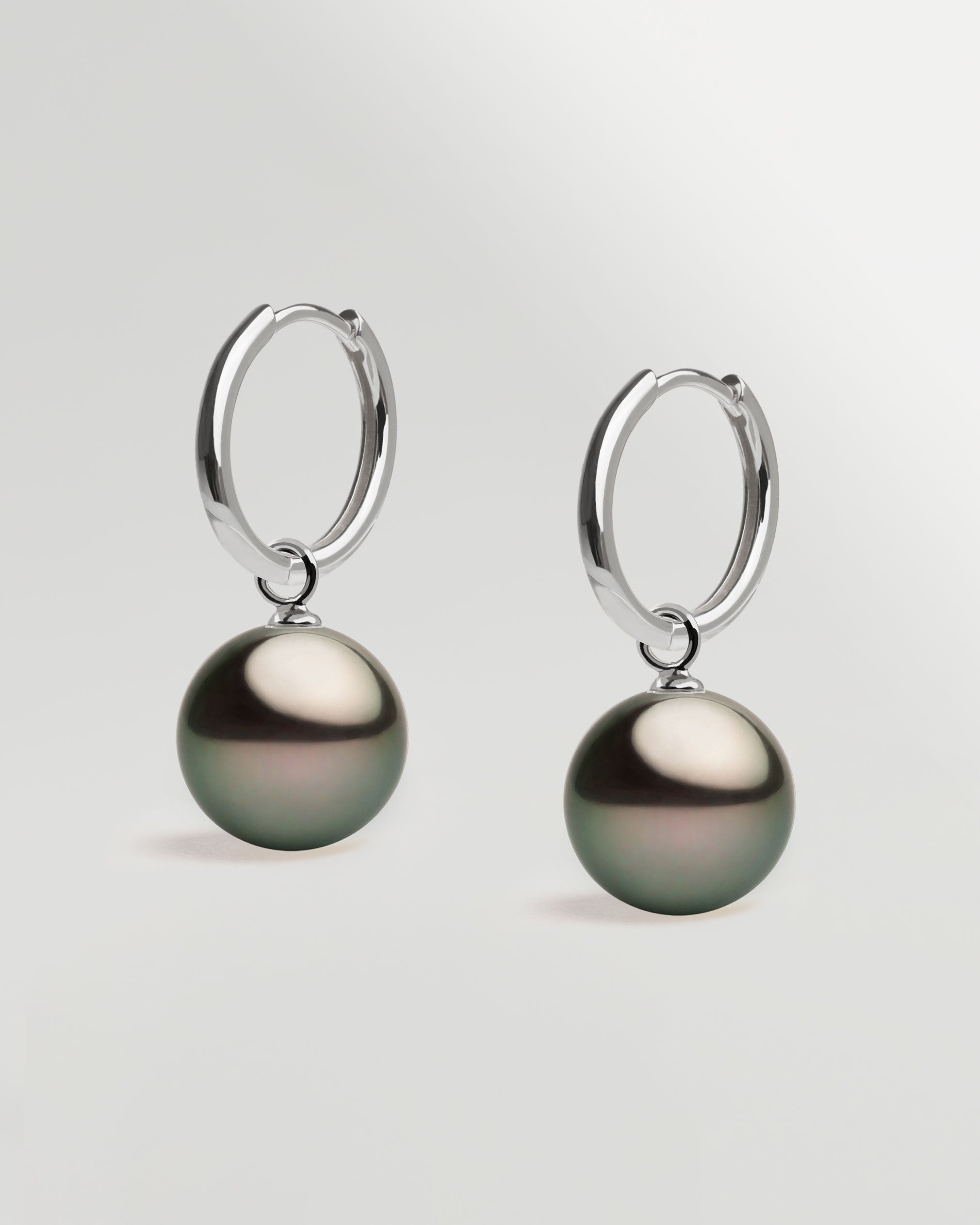 Pendientes de Aro de 16 mm de Plata de Ley con Perla Tahiti Redonda