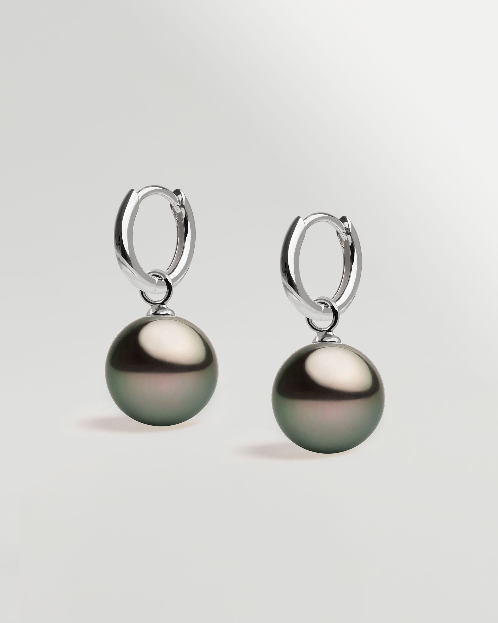 Pendientes de Aro de 12 mm de Plata de Ley con Perla Tahiti Redonda