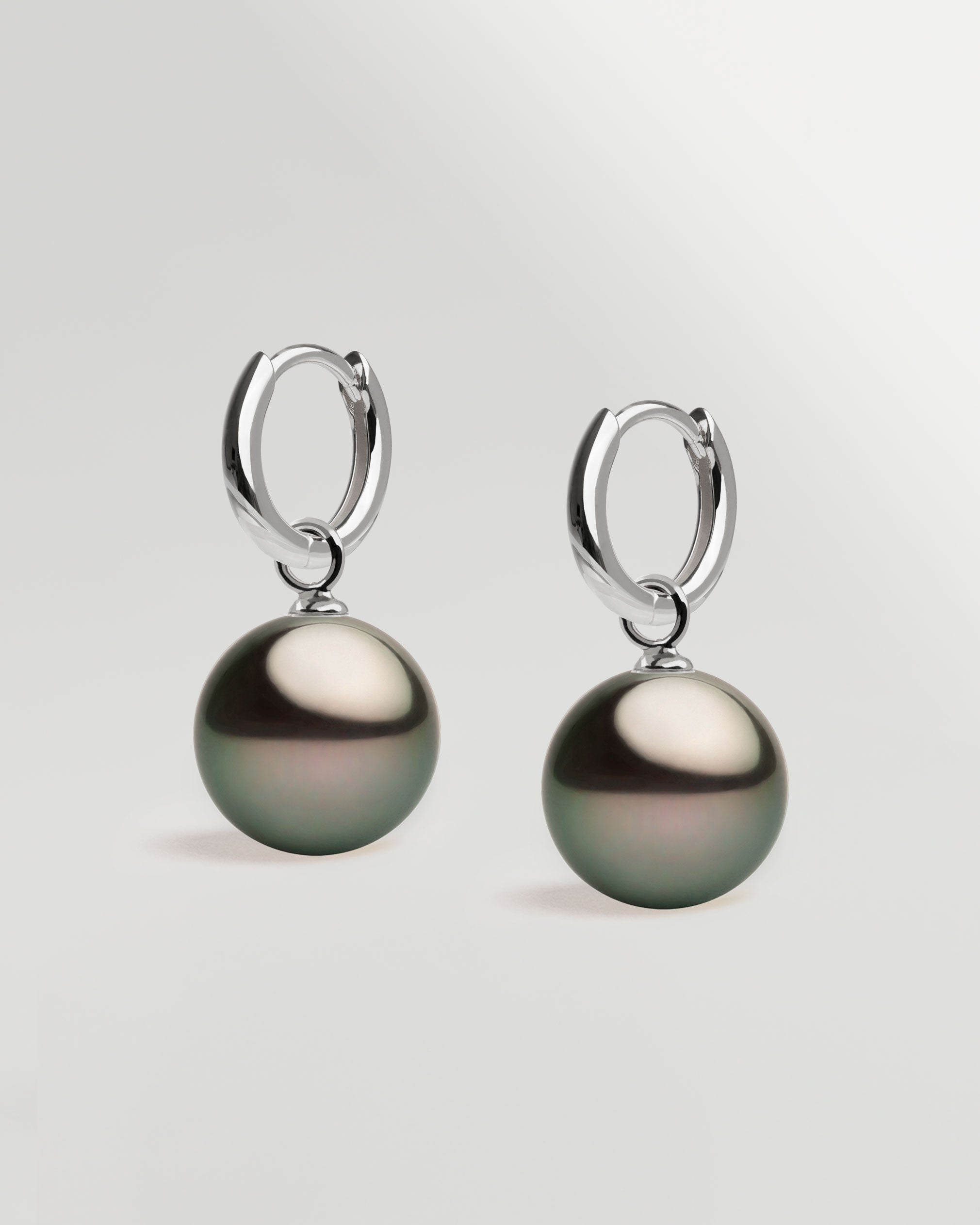 Pendientes de Aro de 12 mm de Plata de Ley con Perla Tahiti Redonda