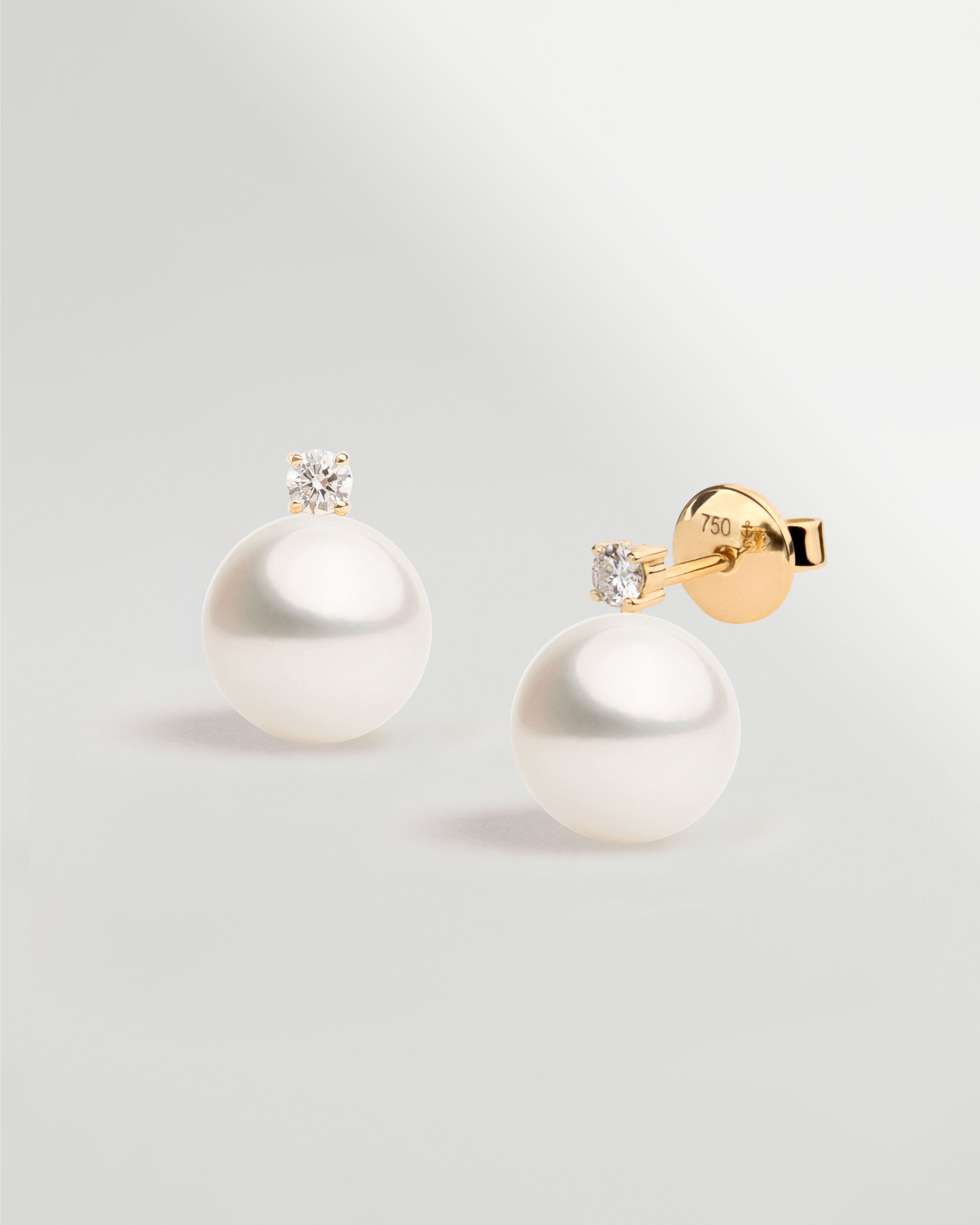 Pendientes Elara con Perlas Australianas y Diamantes en Oro | 9 - 10 mm