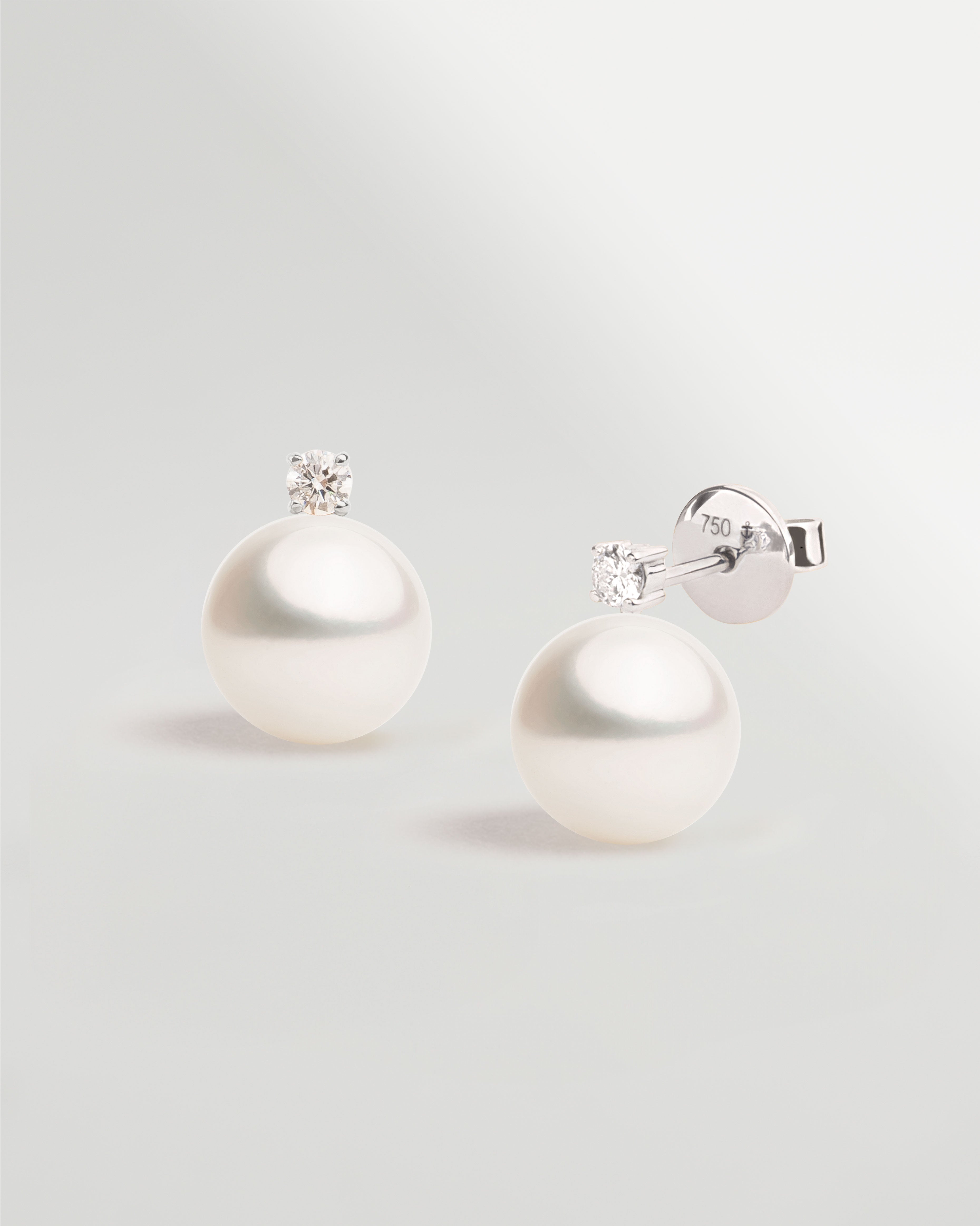 Pendientes Elara con Perlas Australianas y Diamantes en Oro Blanco | 9 - 10 mm