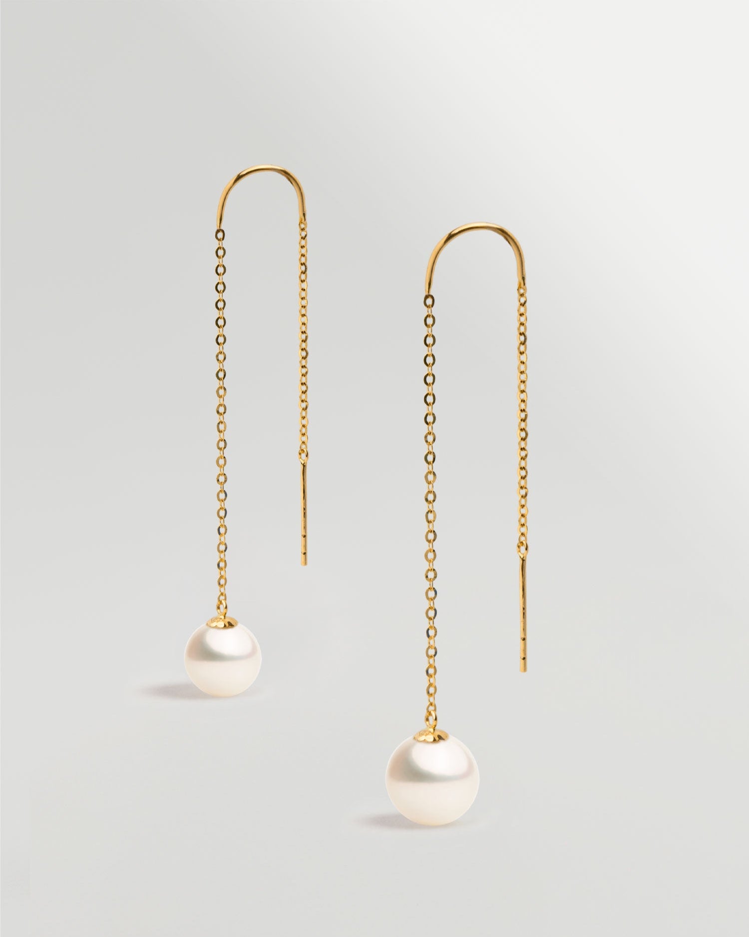 Pendientes de una perlas redonda colgante en Oro 18k
