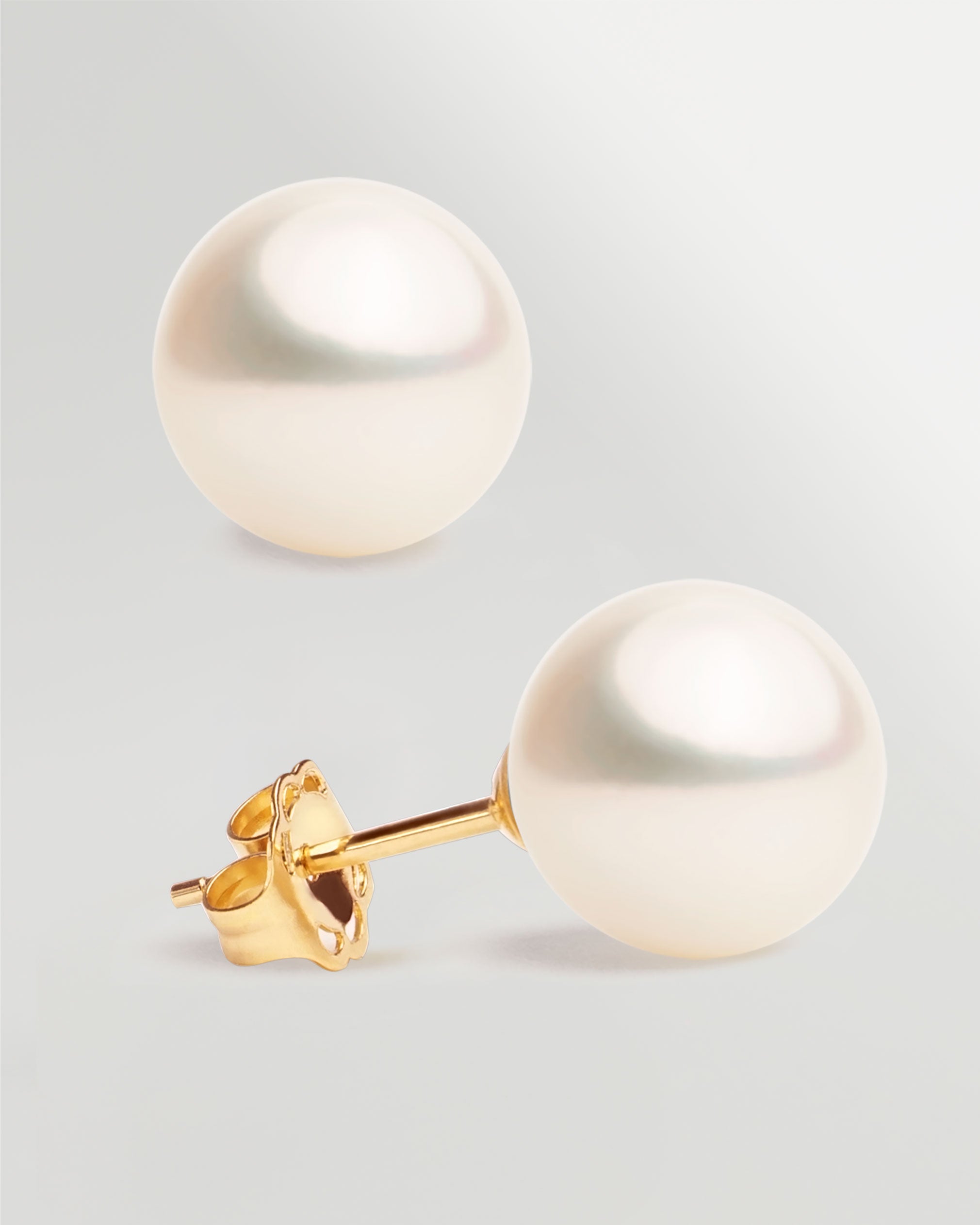 Pendientes de Perlas Redondas de Agua Dulce de Oro 18 K SY PERLAS 12,5-13 mm