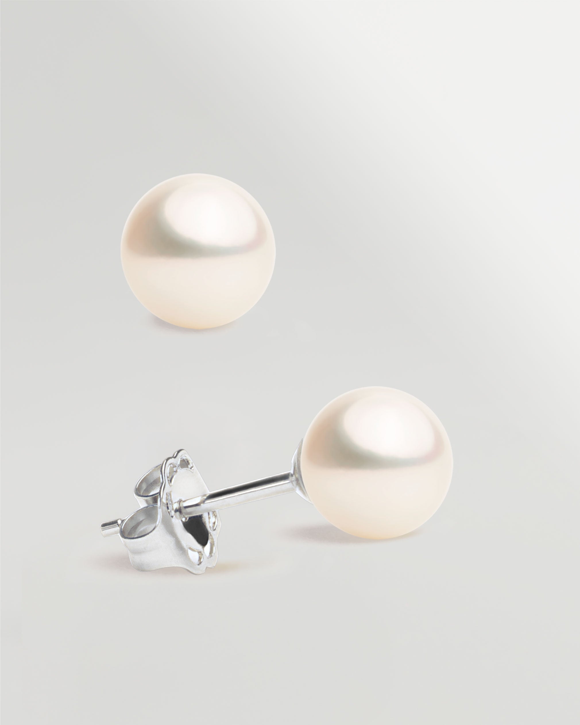 Pendientes de Perlas Redondas Cultivadas y Plata de Ley SY Perlas 7-7'5mm