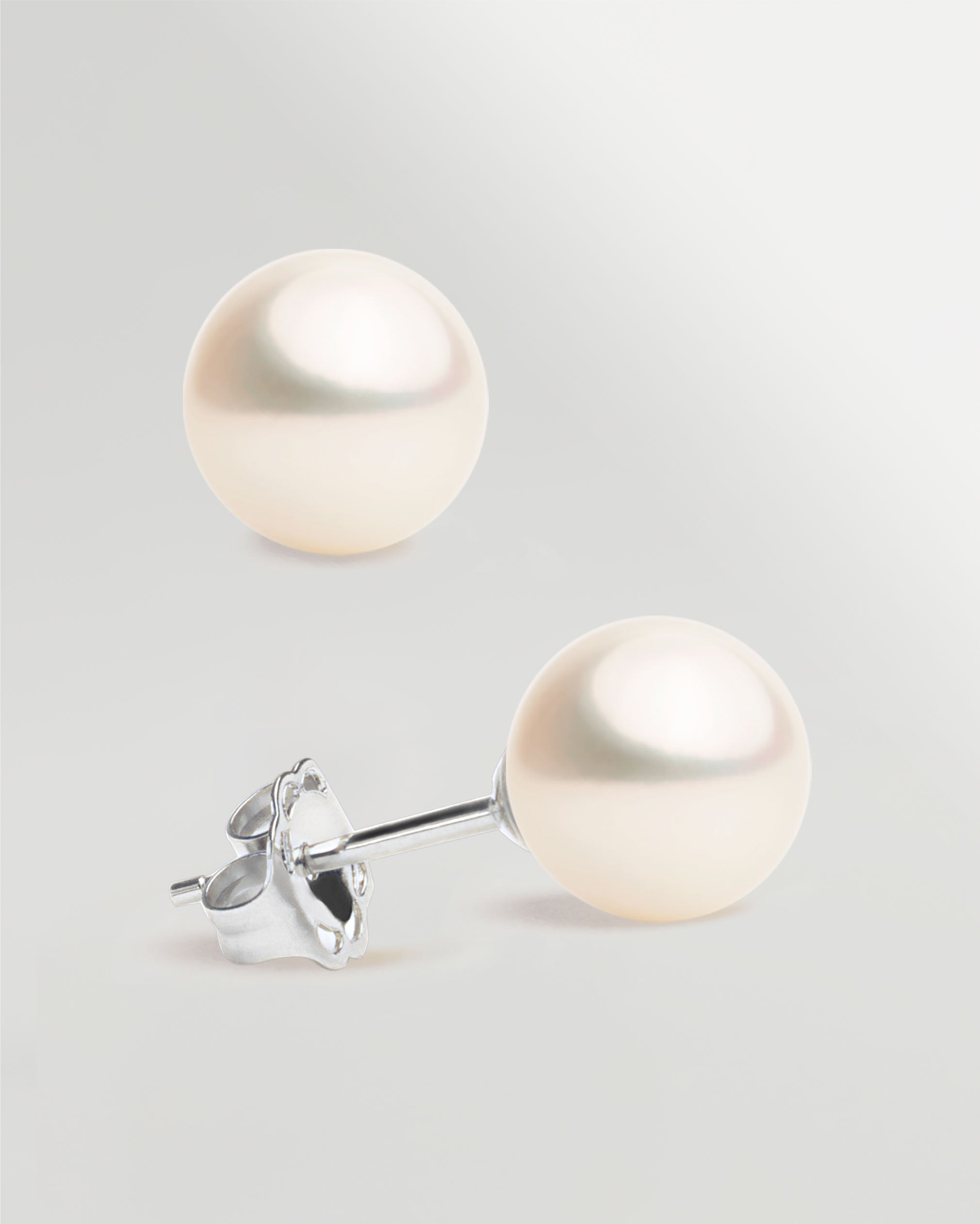 Pendientes de Perlas Redondas Cultivadas y Plata de Ley SY Perlas 9-9'5mm