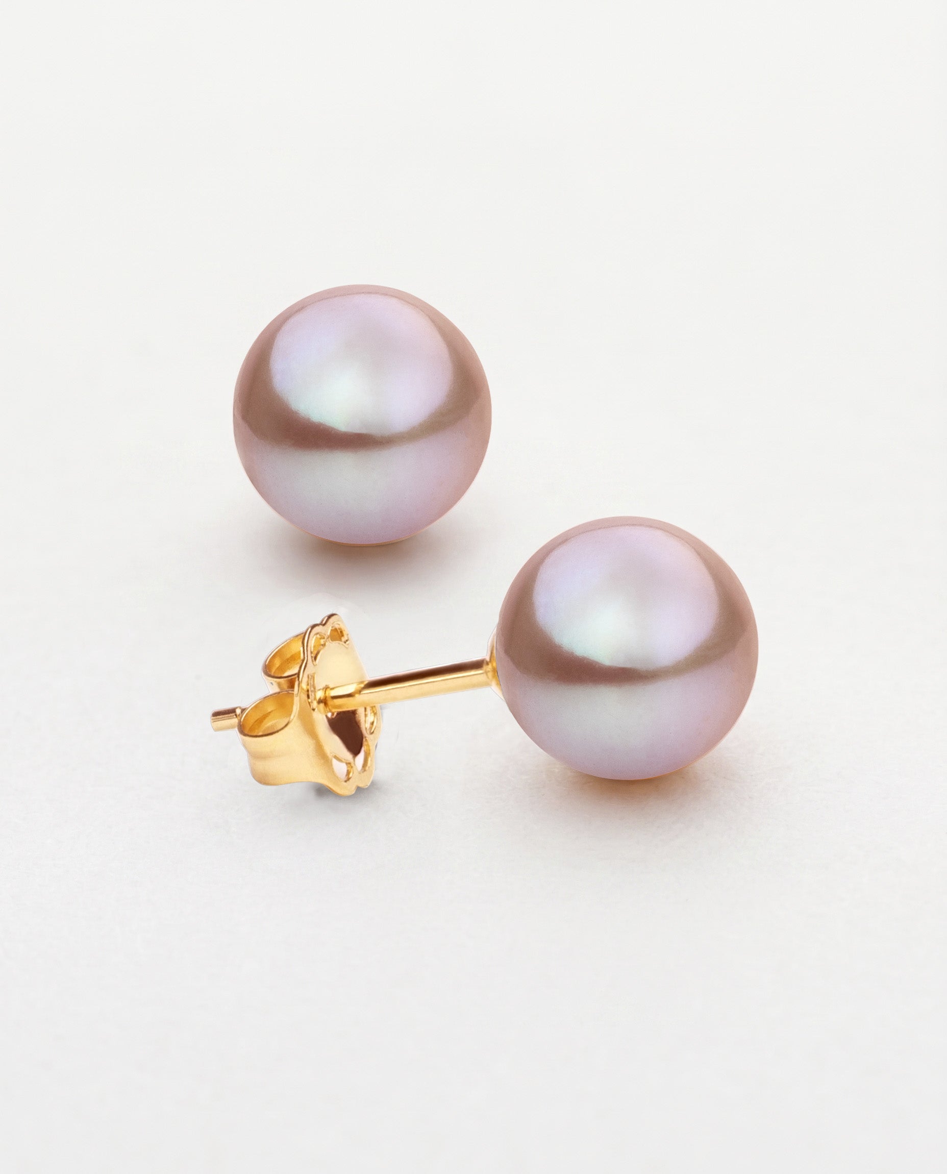 Pendientes de perlas cultivadas de agua dulce de color natural lavanda - rosa