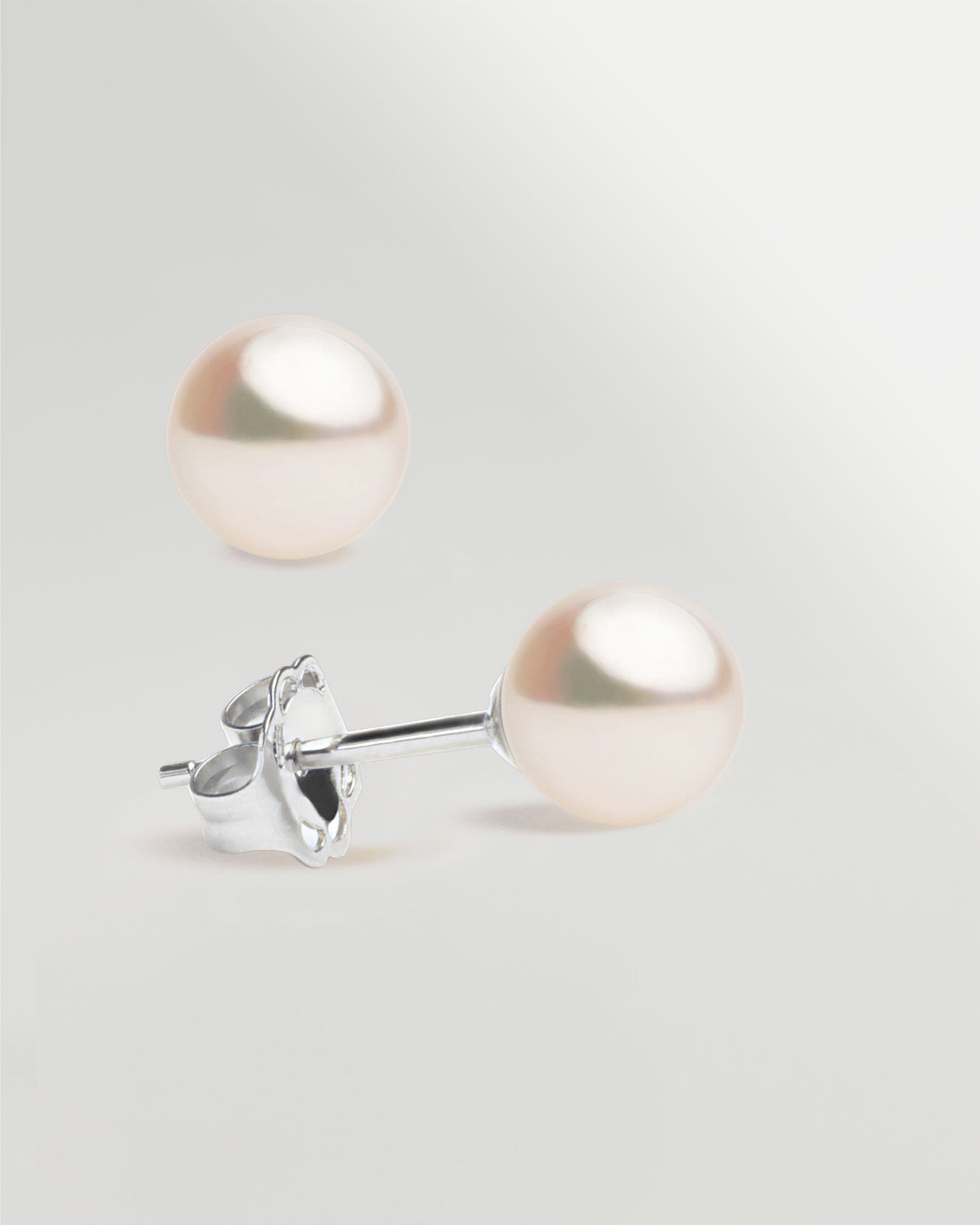 Pendientes de Perlas Cultivadas Akoya Japonesas AAA en Oro de 18 k | 6,5 - 7 mm