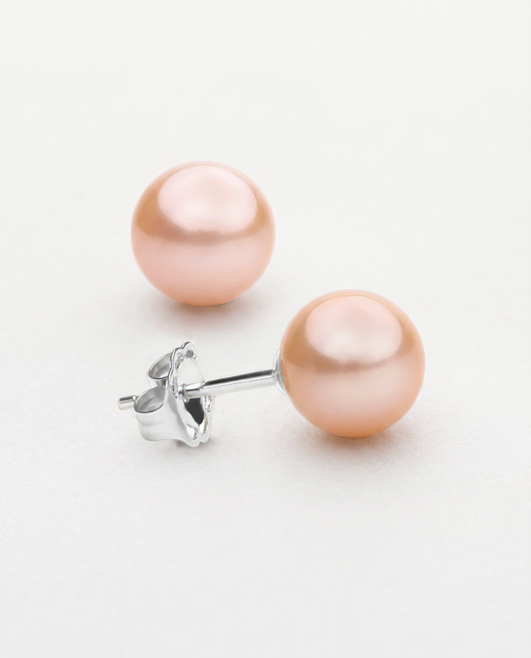 Pendientes de perlas cultivadas de agua dulce de color natural melocotón-naranja