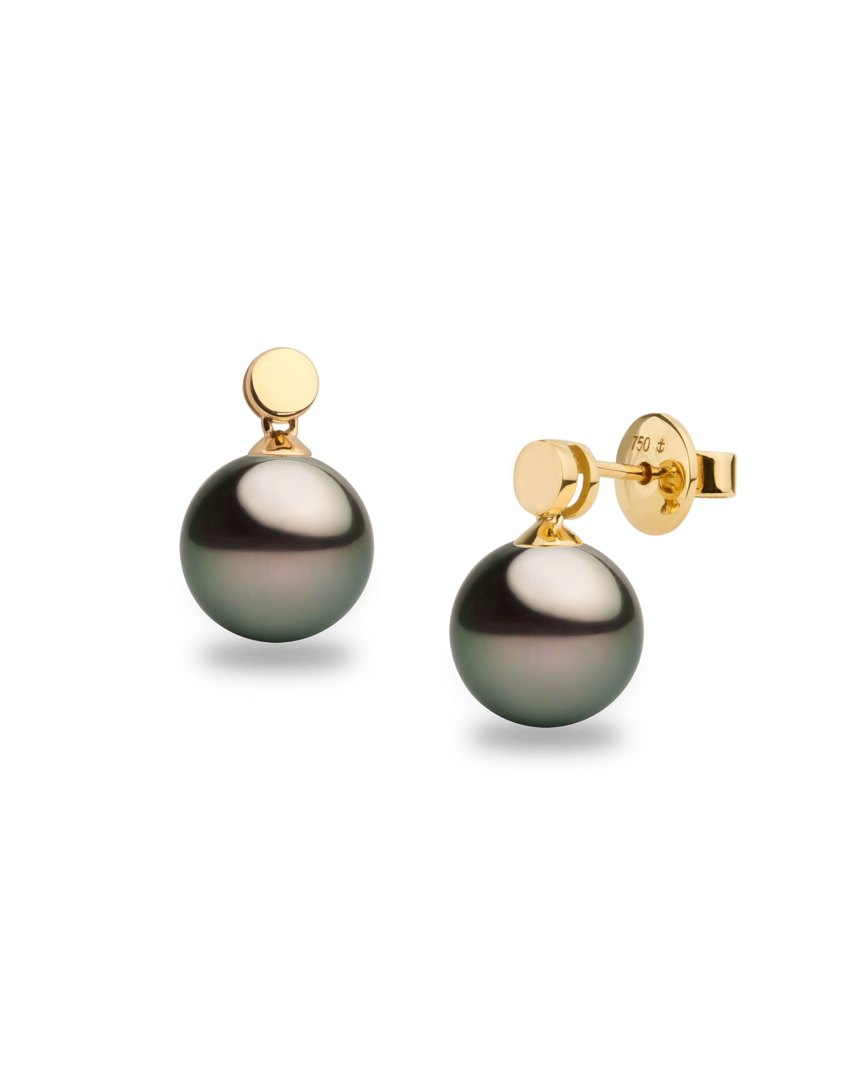 Pendientes Cassia con Perlas Tahiti y Disco de Oro | 9 - 10 mm