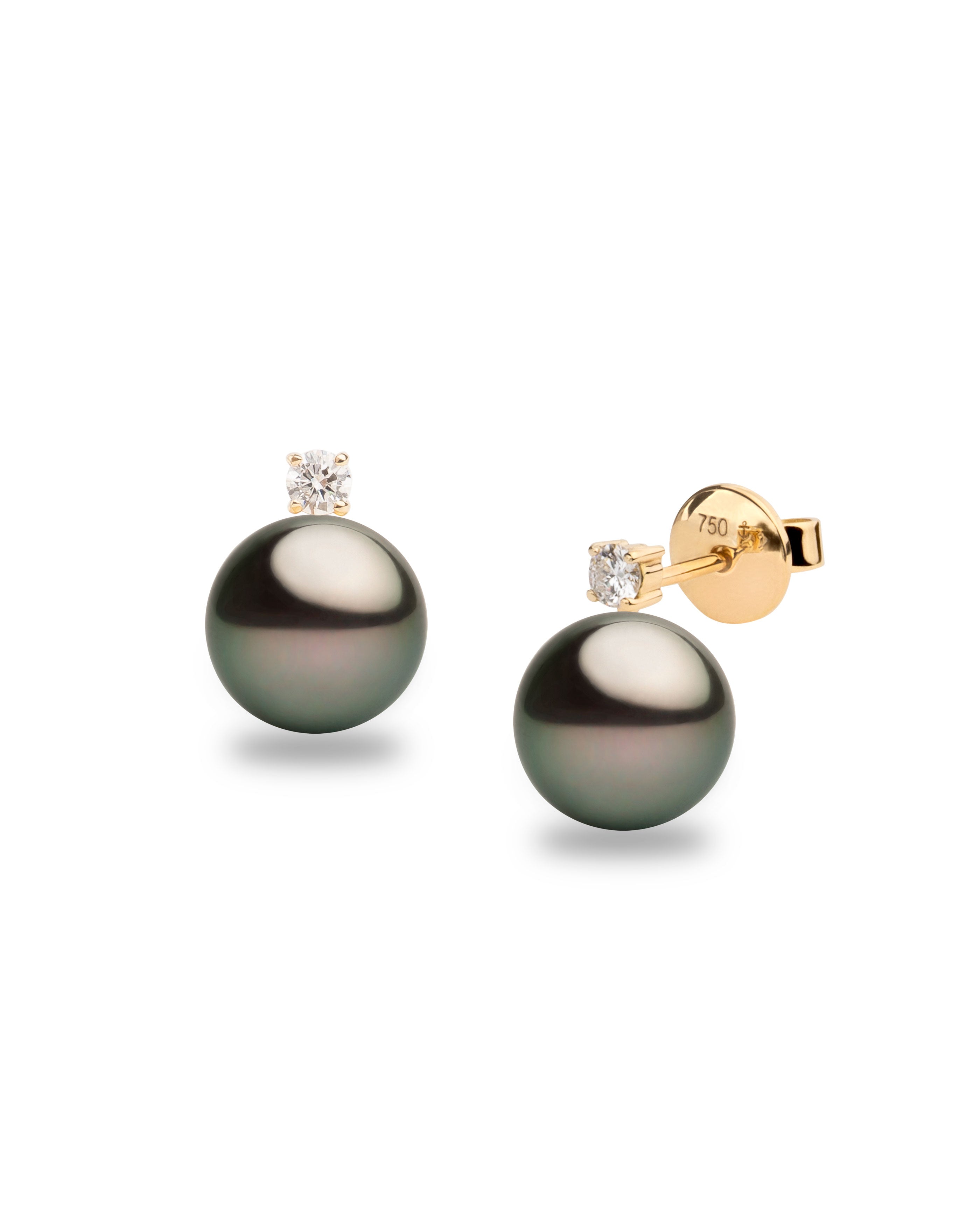 Pendientes Elara con Perlas Tahiti y Diamantes en Oro | 9 - 10 mm