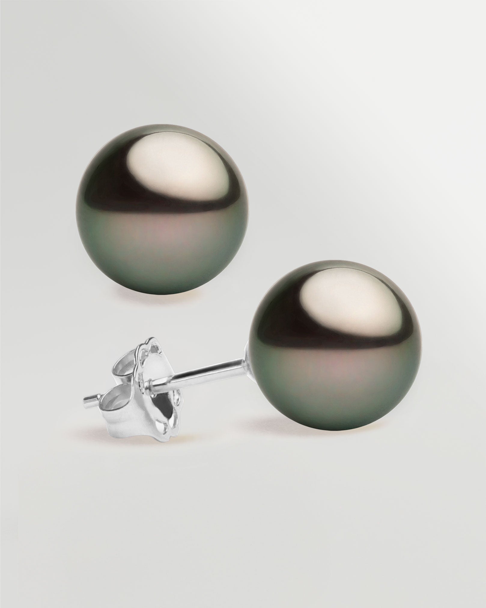 Pendientes de perlas cultivadas naturales negras de tahiti 10-10,5mm