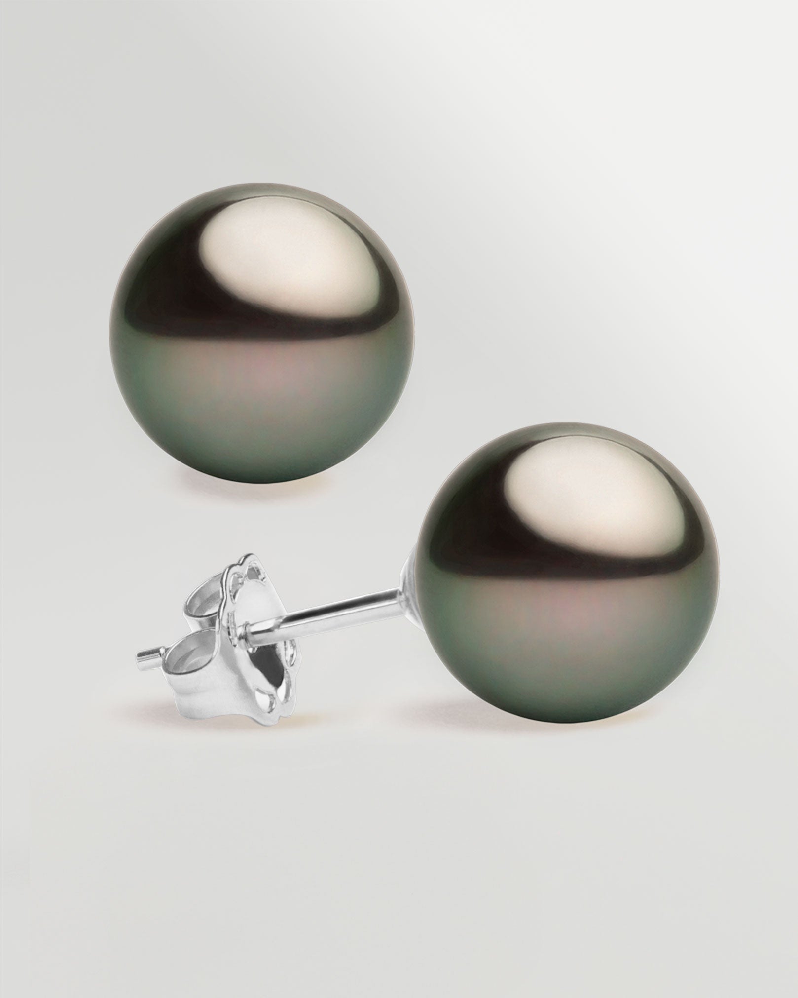 Pendientes de perlas cultivadas naturales negras de tahiti 11,5-12mm