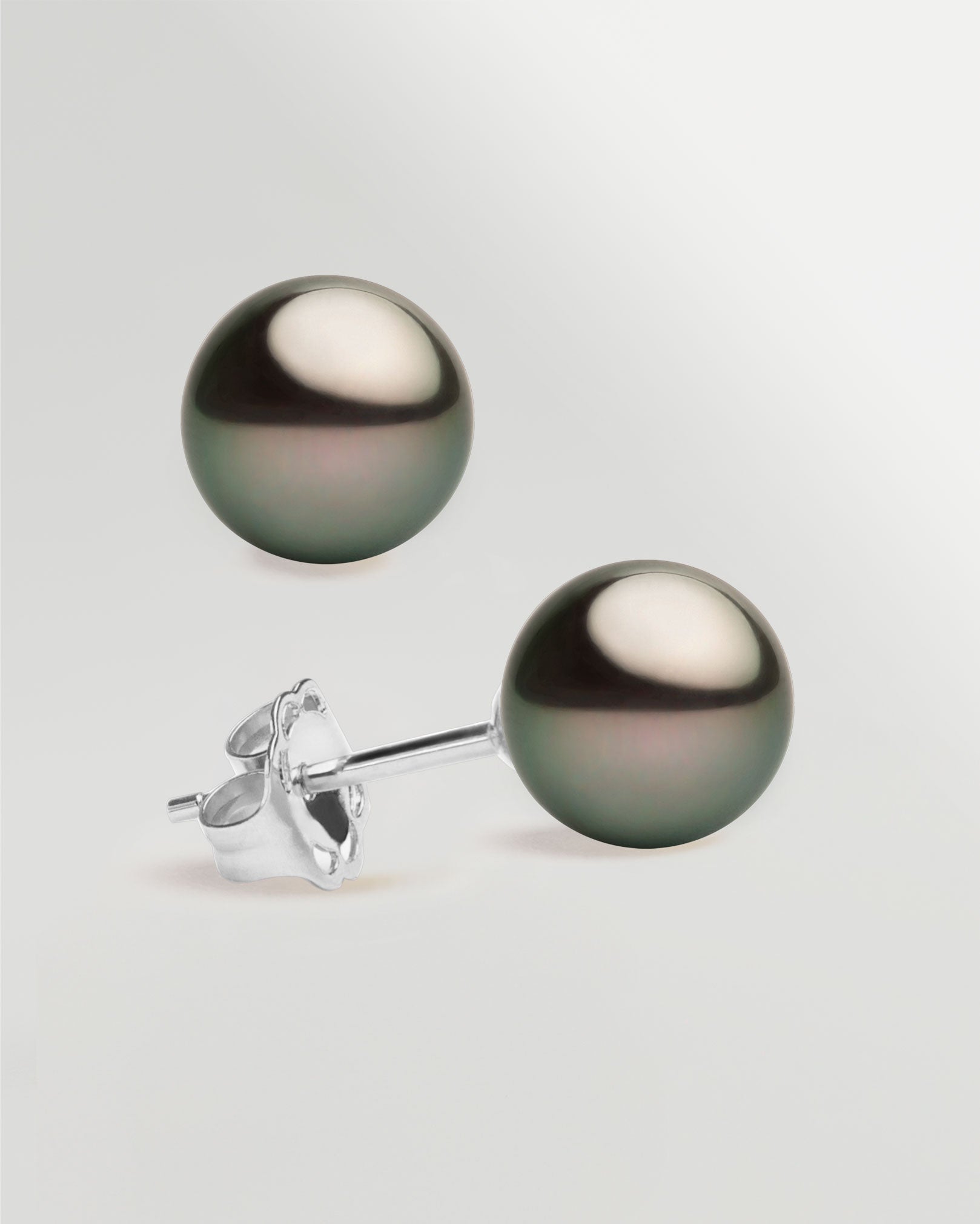 Pendientes de perlas cultivadas naturales negras de tahiti 8-8,5mm