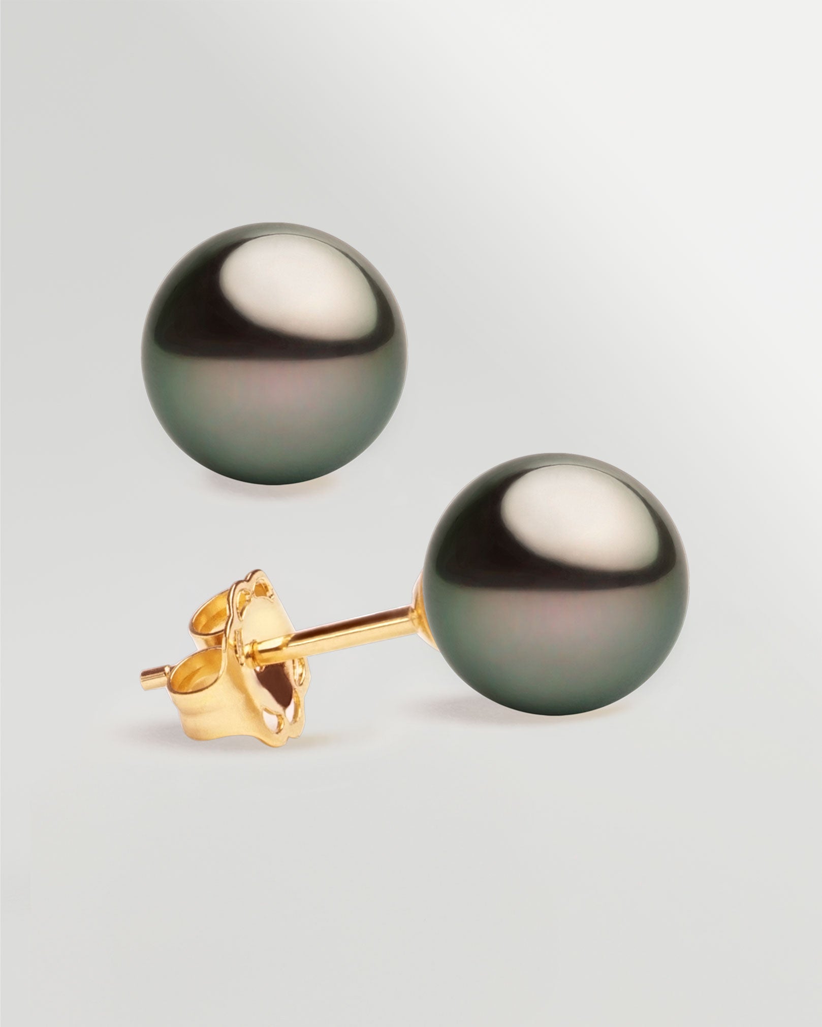 Pendientes de perlas cultivadas naturales negras de tahiti 9-9,5mm