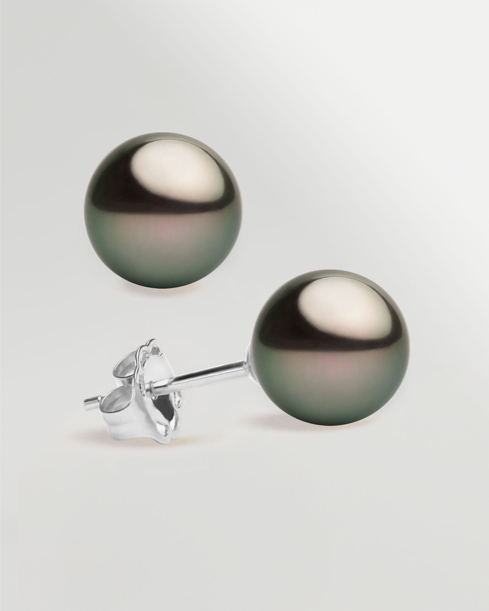 Pendientes de perlas cultivadas naturales negras de tahiti 9-9,5mm