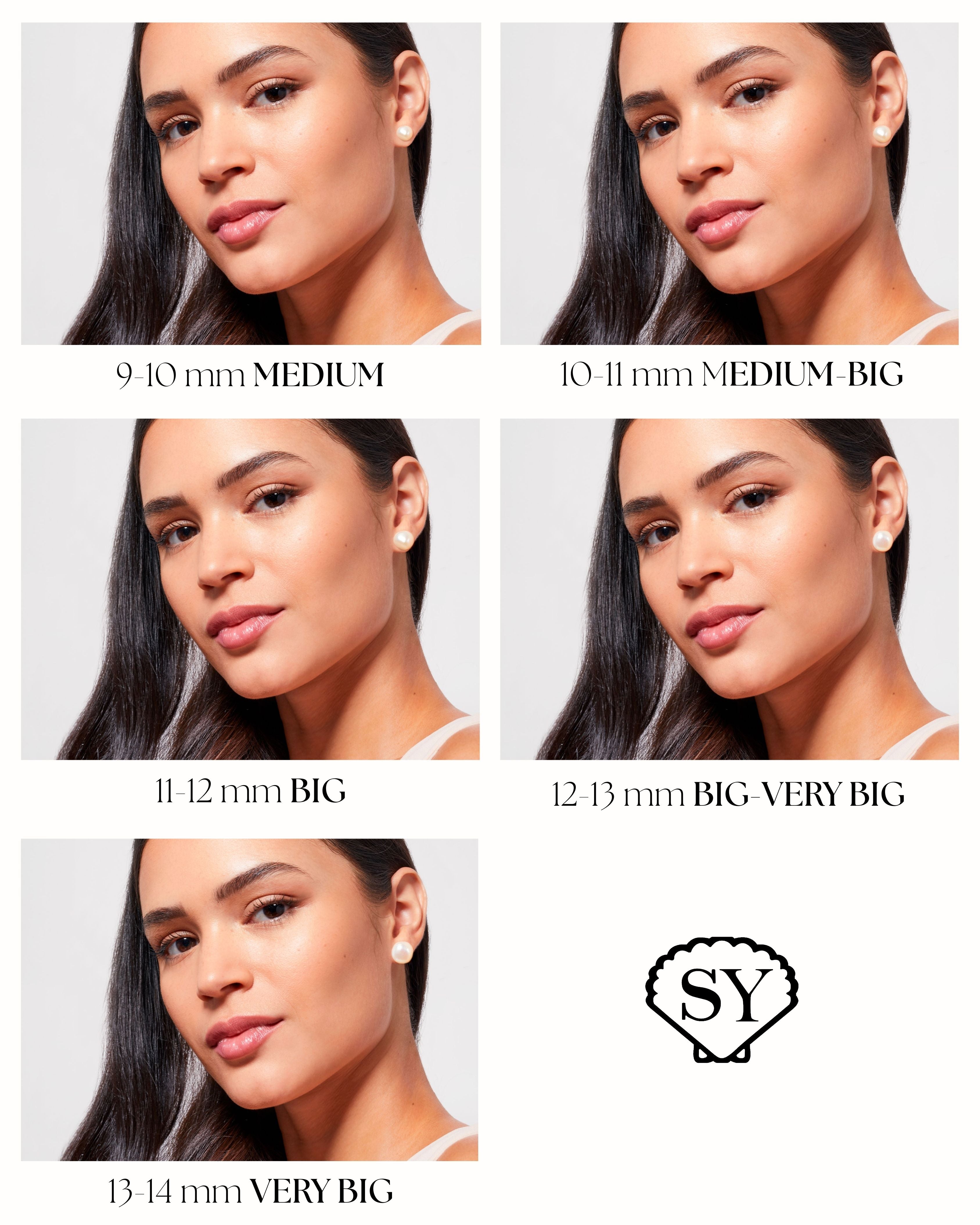 Tallas Pendientes perlas barrocas AAA en oro blanco 18k | SY Perlas