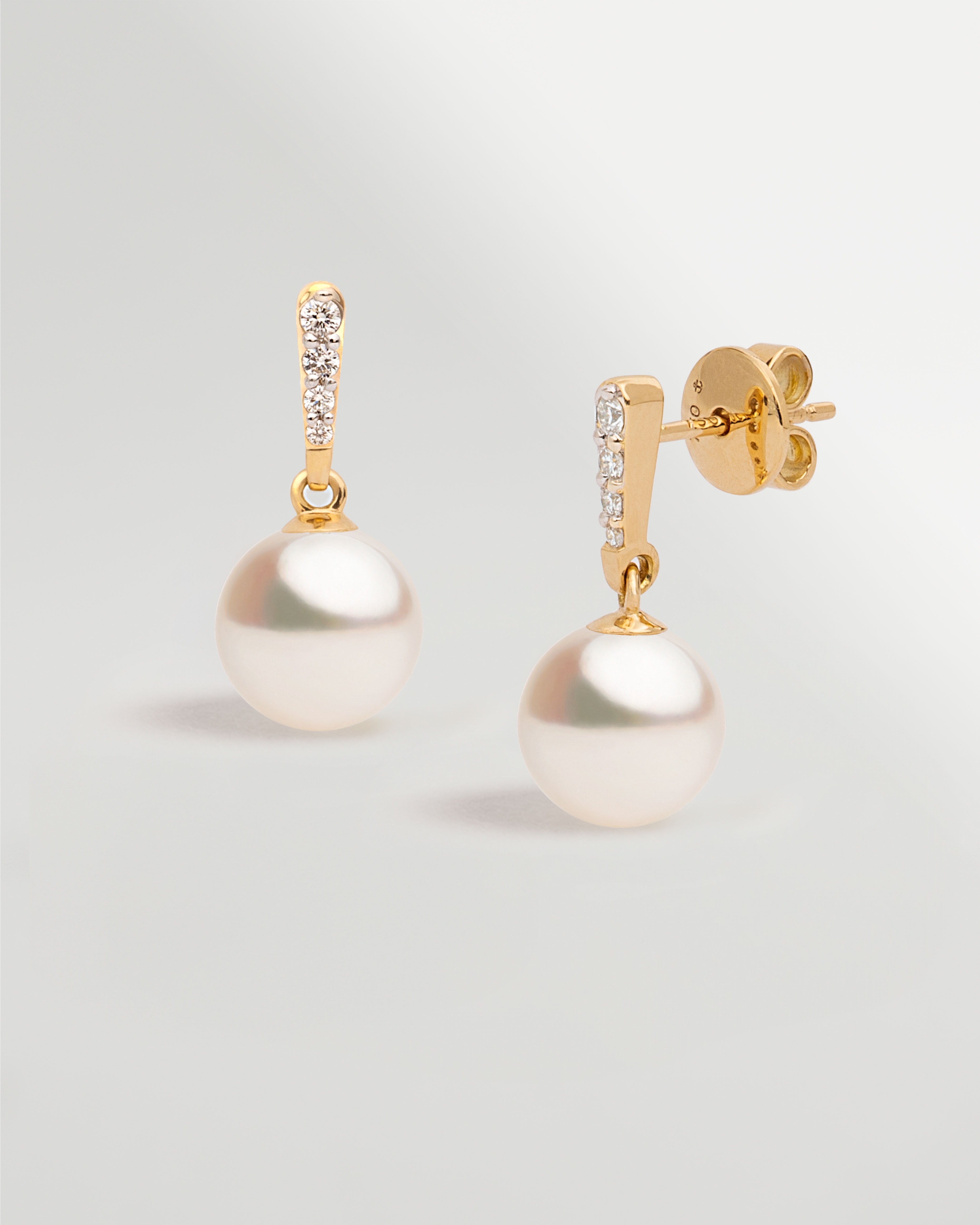 Pendientes Alyssa con Perlas Akoya y Diamantes en Oro | 7,5 - 8 mm