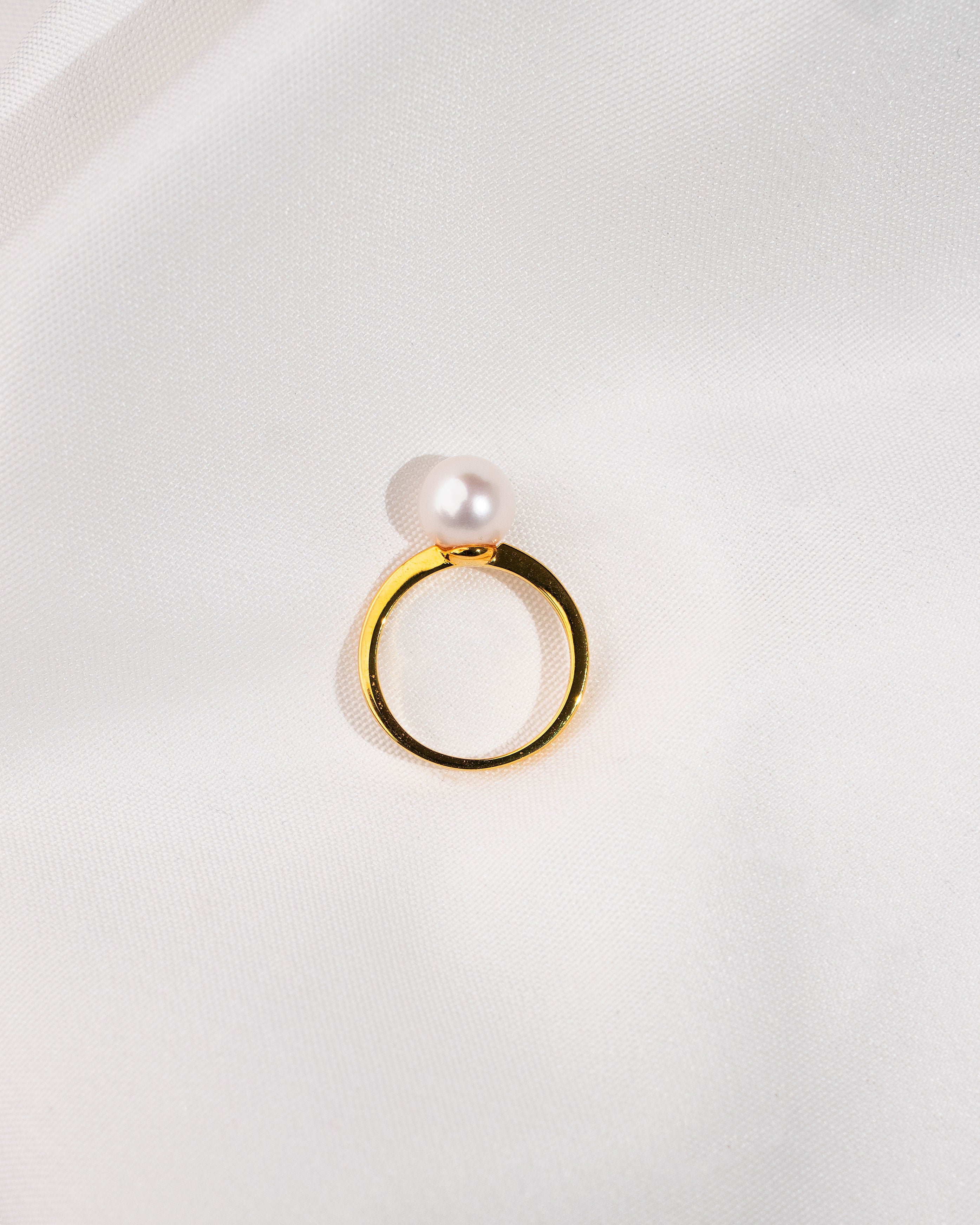 Anillo con Perla Redonda de 8,5mm - Oro Vermeil 