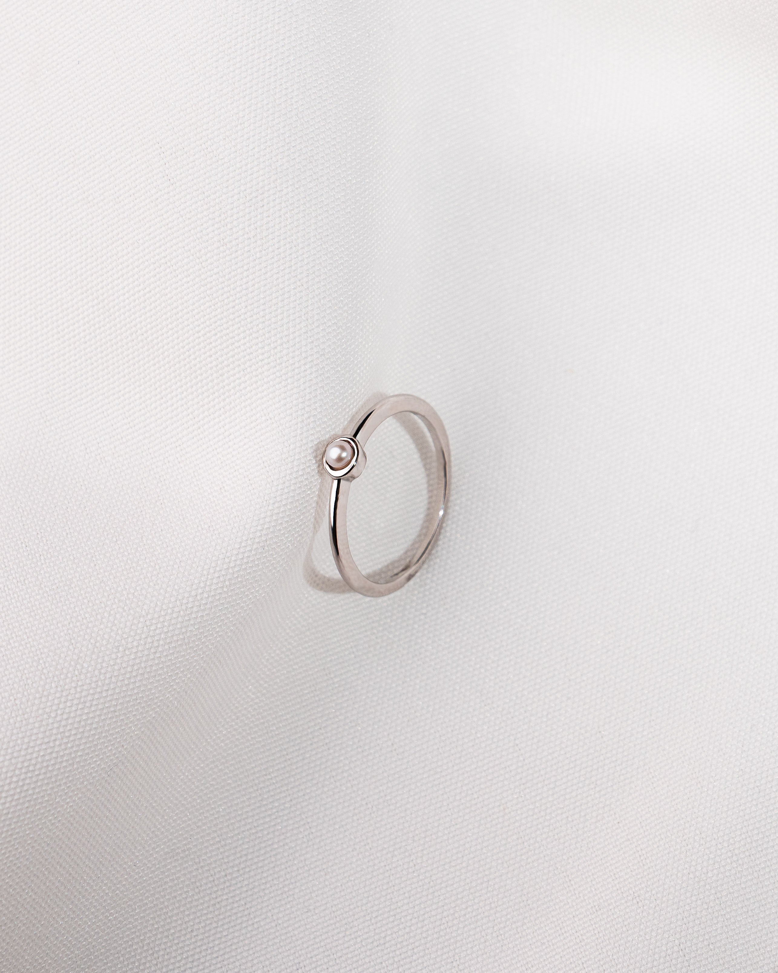 Anillo de Perla Mini Redonda de 3mm - Plata de Ley