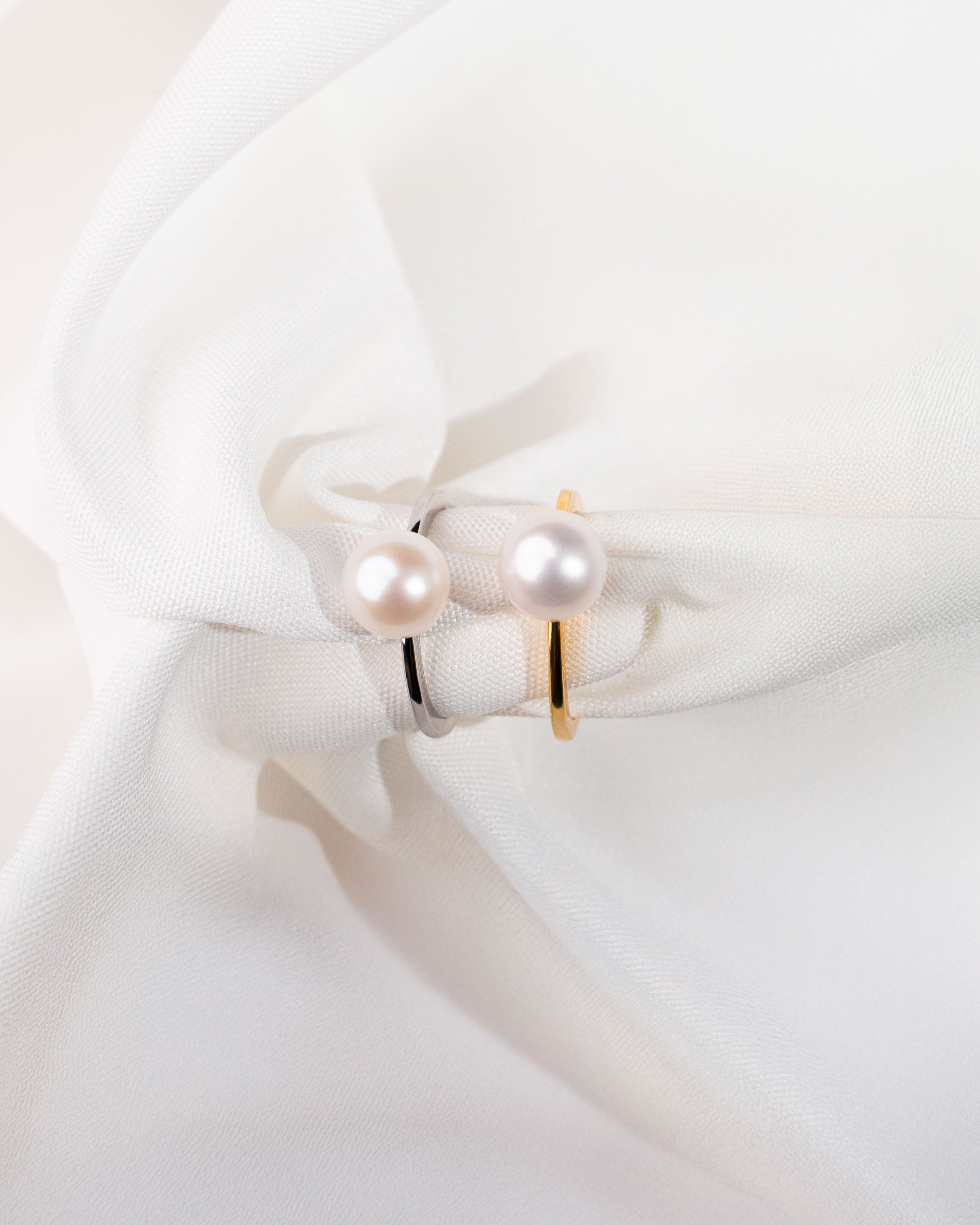 Anillo con Perla Redonda de 8,5 mm - Plata de Ley y Oro Vermeil