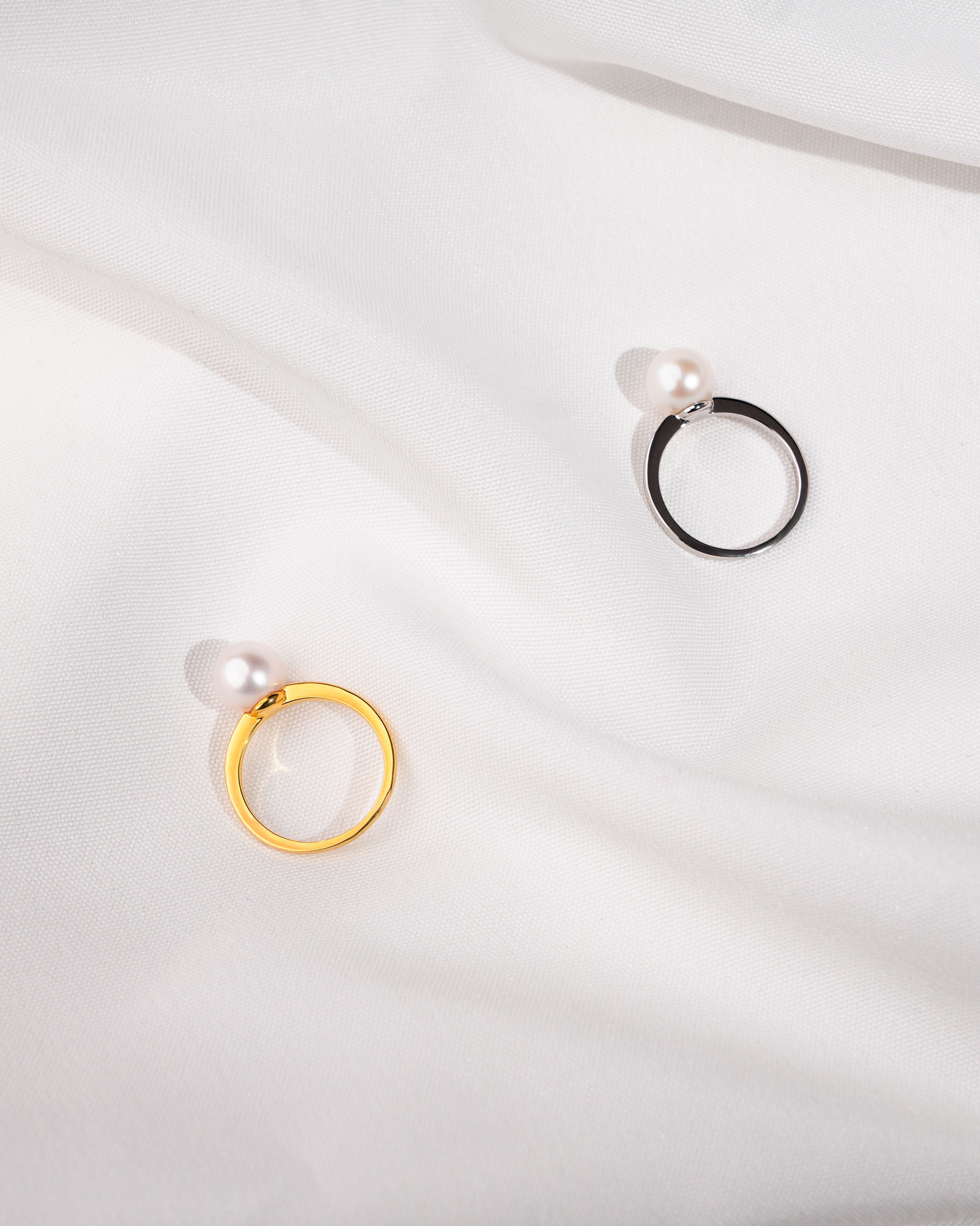 Anillo con Perla Redonda de 8,5mm - Oro Vermeil y Plata