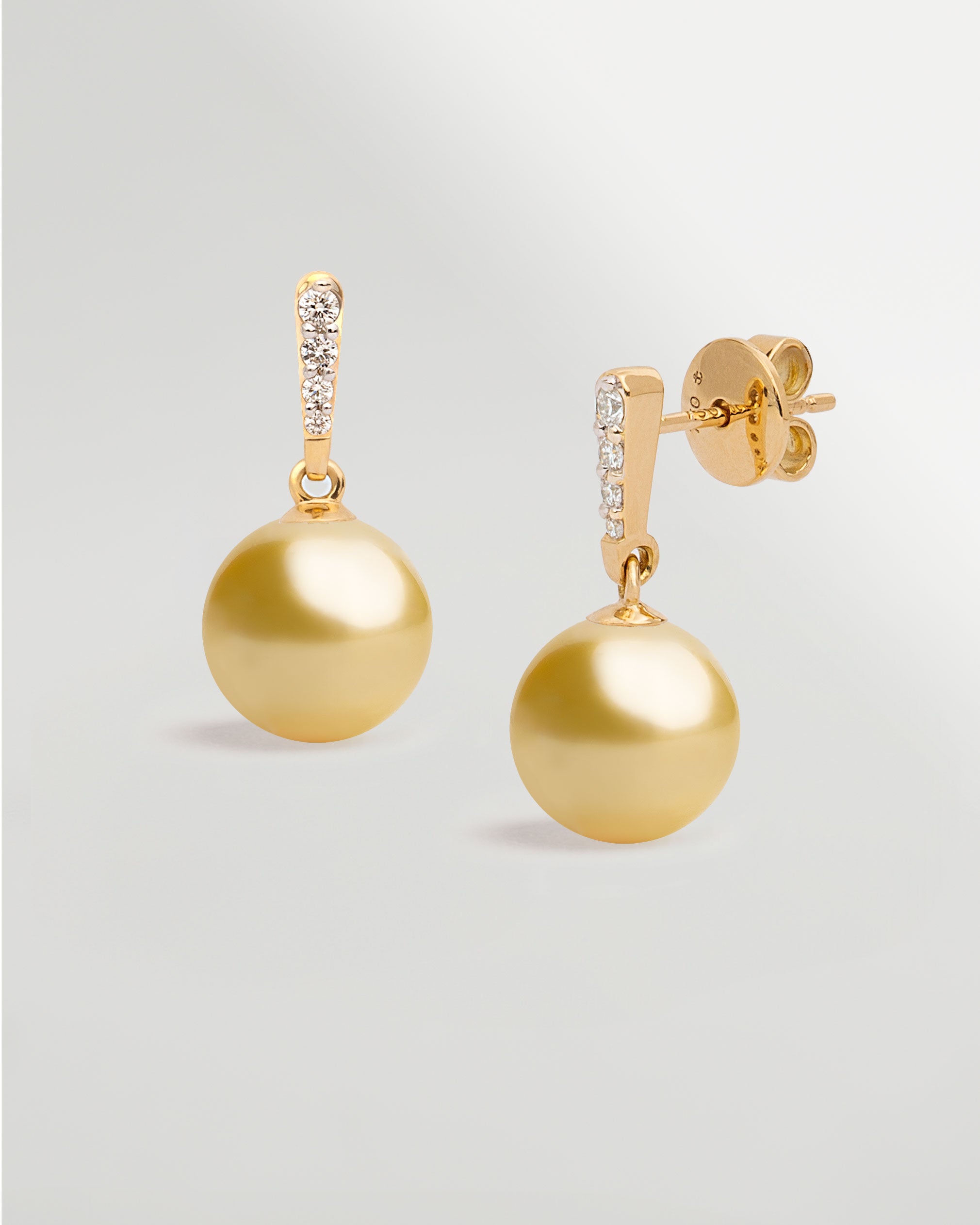 Pendientes Alyssa Perlas Mar del Sur doradas Oro 18k SY Perlas