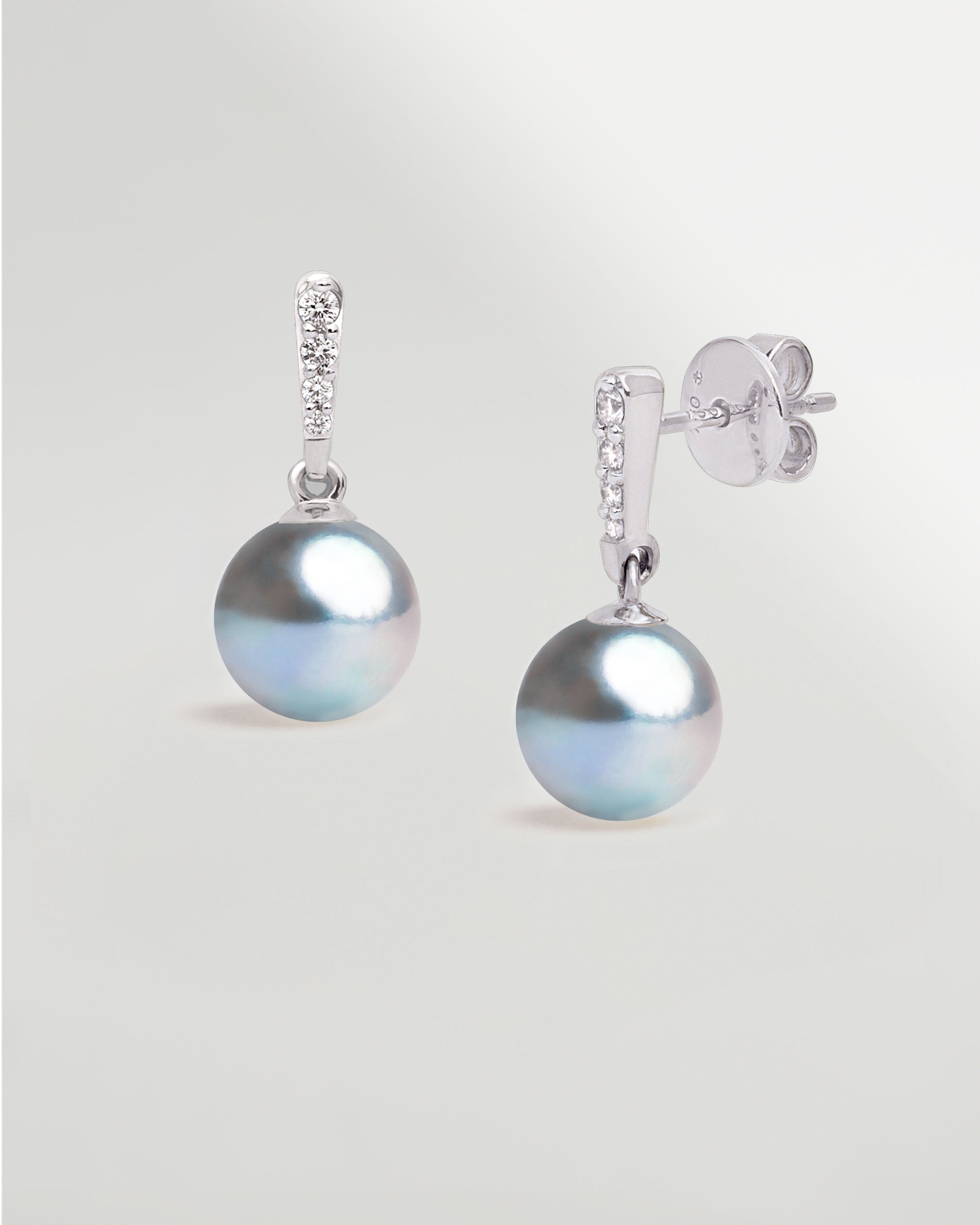 Pendientes Alyssa con Perlas Blue Akoya Japonesas AAA 8-8,5 mm | SY Perlas 