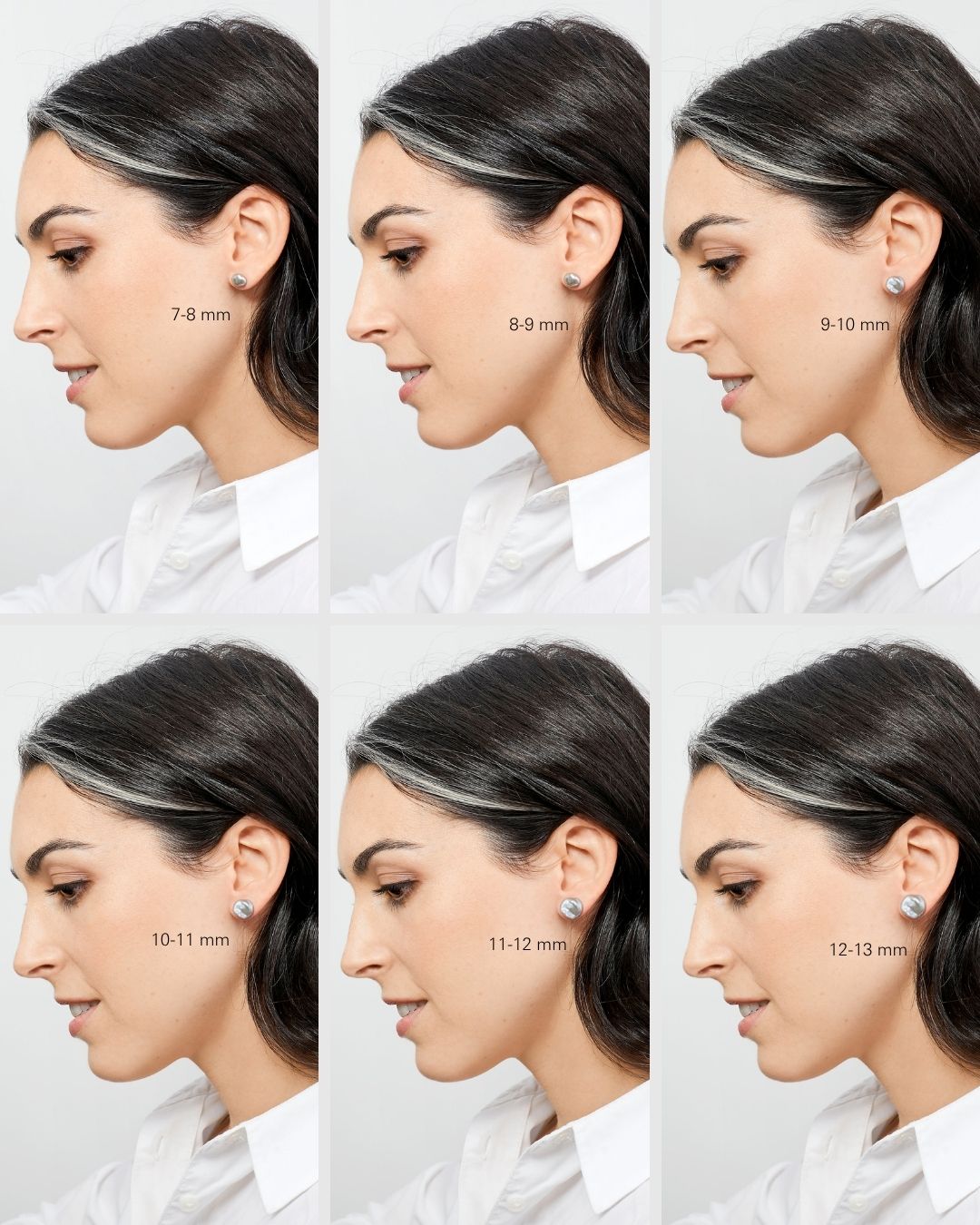 Tallas Pendientes de Perlas Keshi Cultivadas Grises y Plata de Ley | SY Perlas