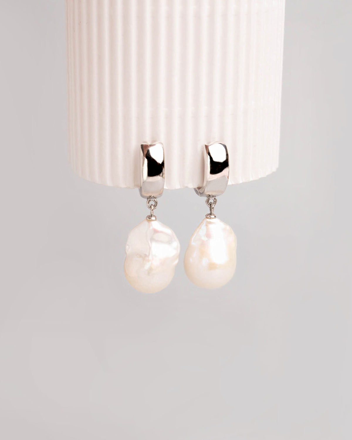 Pendientes Colgantes De Perlas Barrocas Blancas Naturales AAA - 10-12 Mm, Hechos A Mano, Sin Níquel