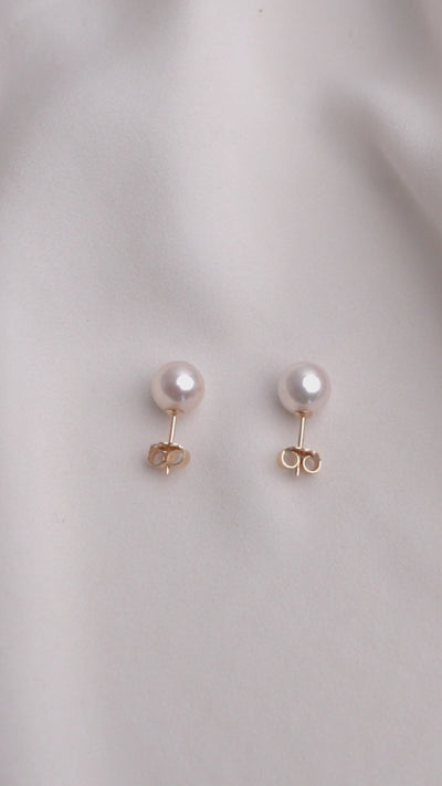 Pendientes de perlas cultivadas naturales Akoya Japonesas 5-5,5mm ORO AMARILLO 18K