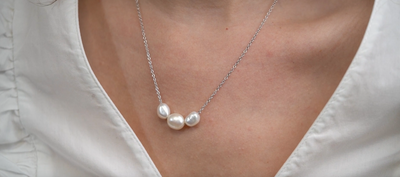 Colgante Tres Perlas de Agua Dulce Barrocas de 8-9 y 9-10 mm y Plata de ley Secret & You