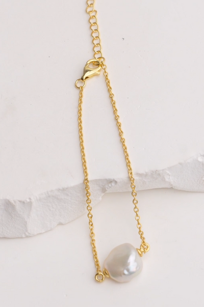 Pulsera con Perla Cultivada de Agua Dulce Keshi de Plata Bañada en Oro 18 K, 11-12 mm Secret & You