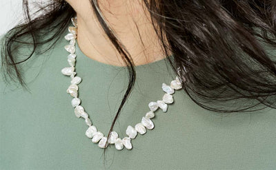 Collar de Perlas Cultivadas de Agua Dulce Barrocas Keshi de Agua Dulce 9-10mm, 40cm Secret & You