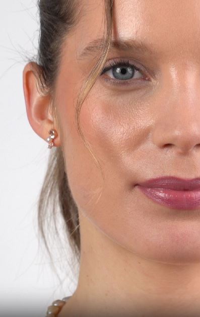 Pendientes Moud de Perla Cultivada de Agua dulce 4-4.5mm, Amatista verde y Topacio