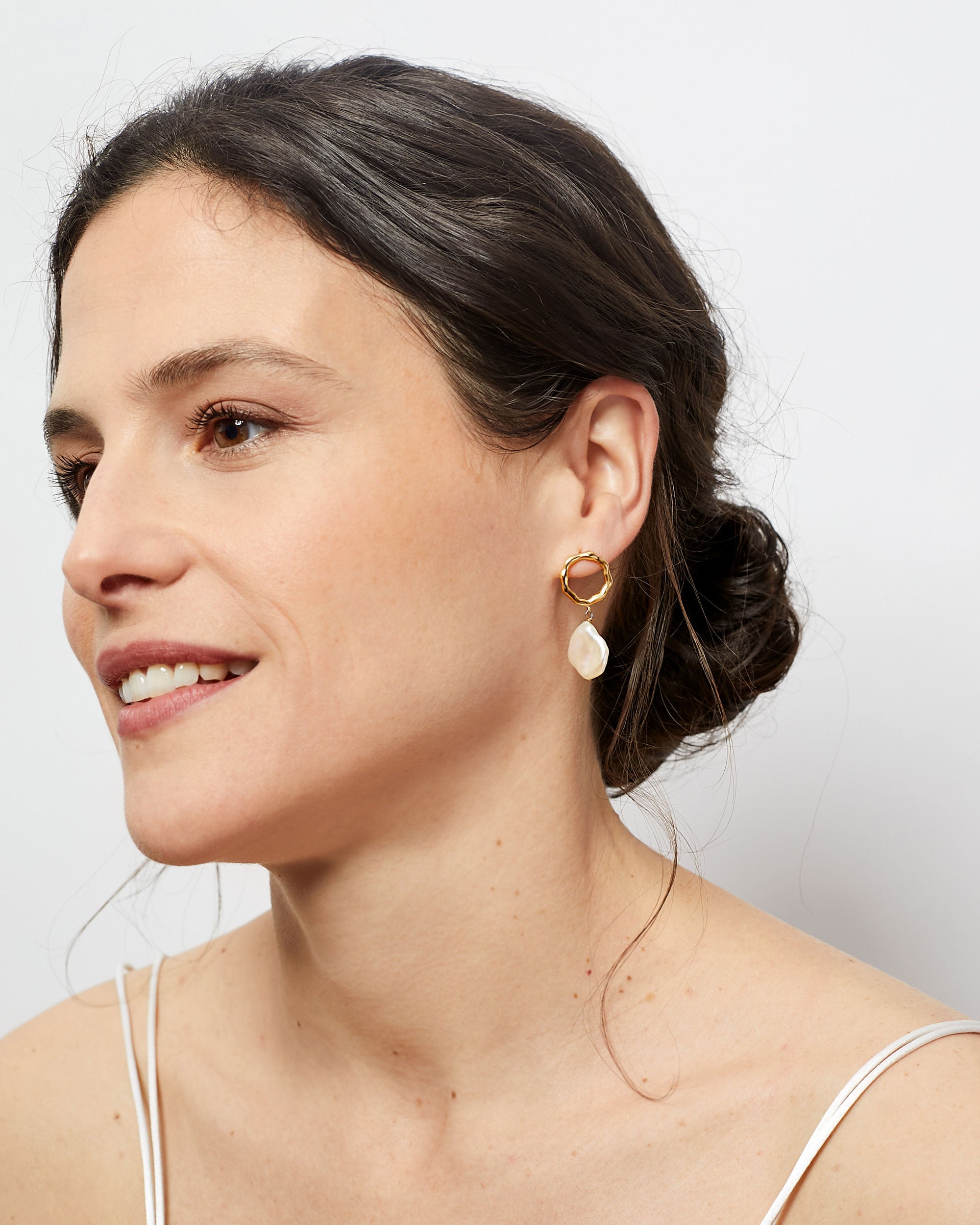 pendientes perlas cultivadas barroccas keshi grandes plata de ley bañada en oro de mujer Secret & You