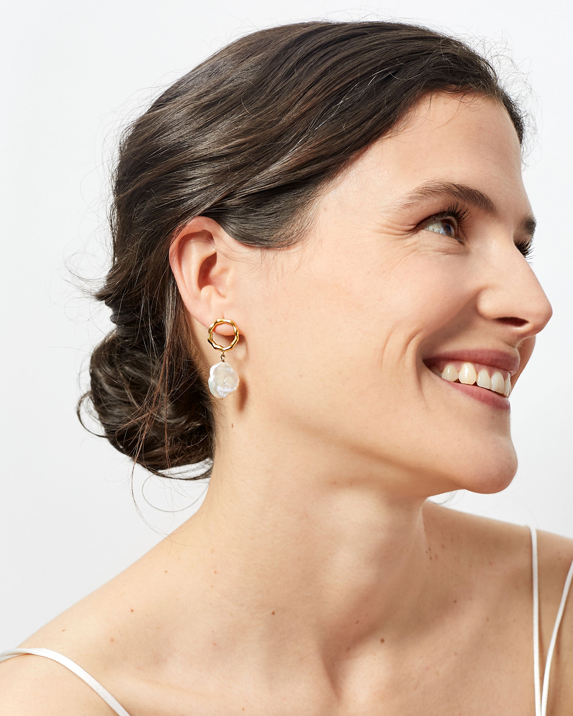 pendientes perlas cultivadas barroccas keshi grandes plata de ley bañada en oro de mujer Secret & You