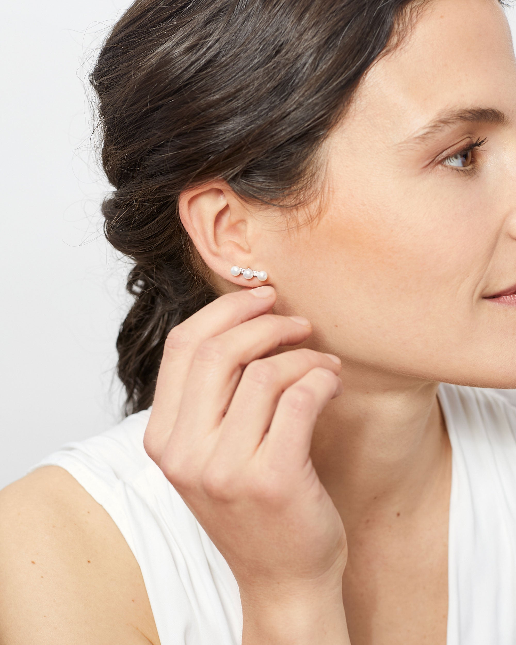 Pendientes de Perlas Botón con Circonitas Secret & You